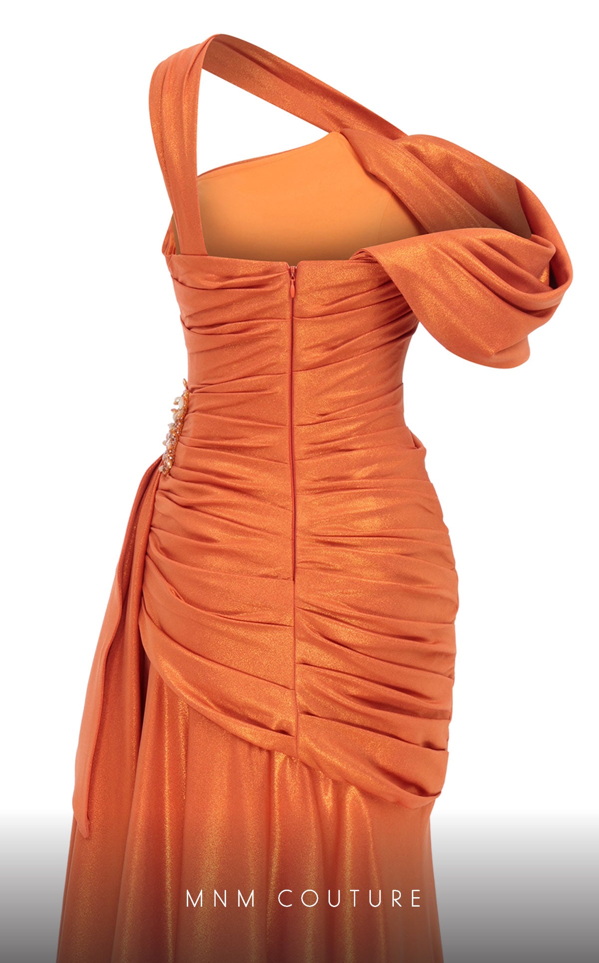 One-Shoulder Floor-Length Satin Formal Mermaid MNM Couture 2792