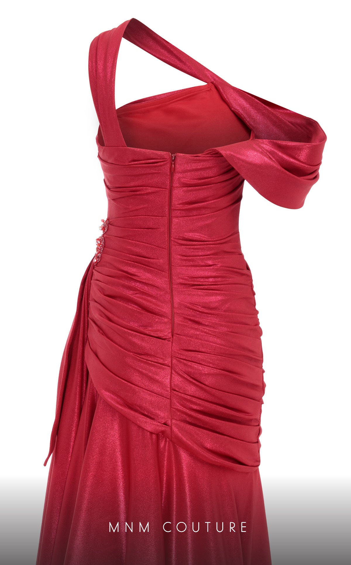 One-Shoulder Floor-Length Satin Formal Mermaid MNM Couture 2792