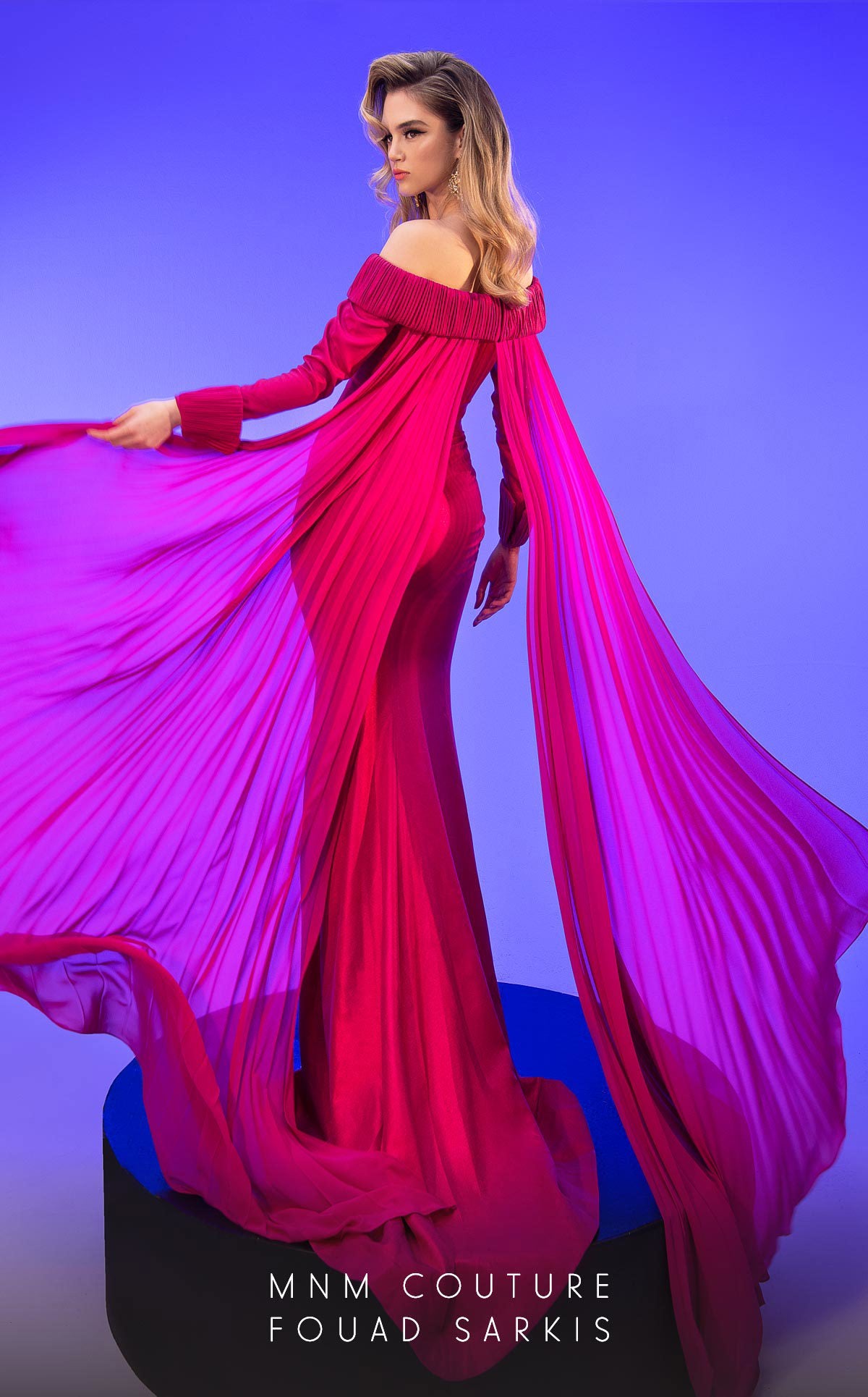 MNM Couture 2793 Long Formal Pleated Mermaid Evening Dress