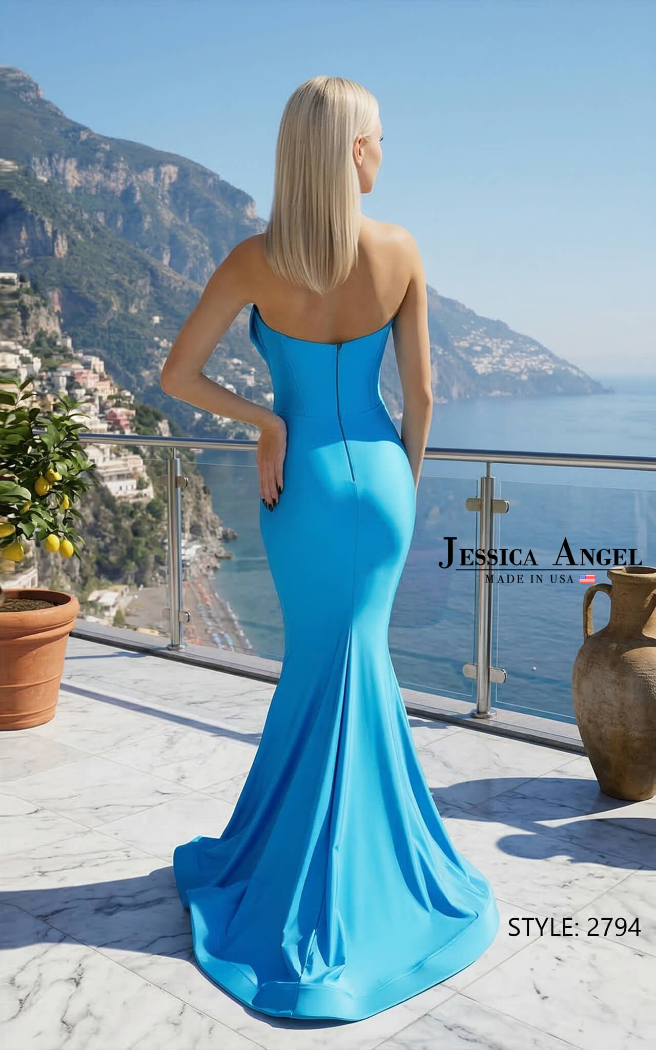 Strapless Curved Neck Floor-Length Jersey Formal Mermaid/Trumpet Jessica Angel 2794