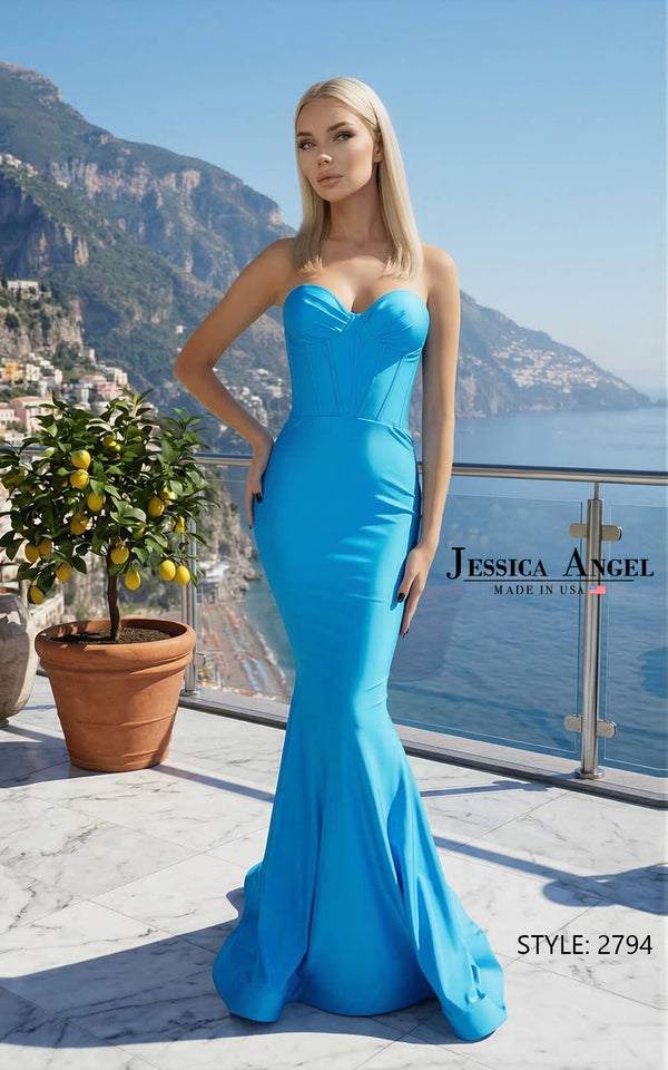 Strapless Curved Neck Floor-Length Jersey Formal Mermaid Trumpet Jessica Angel 2794