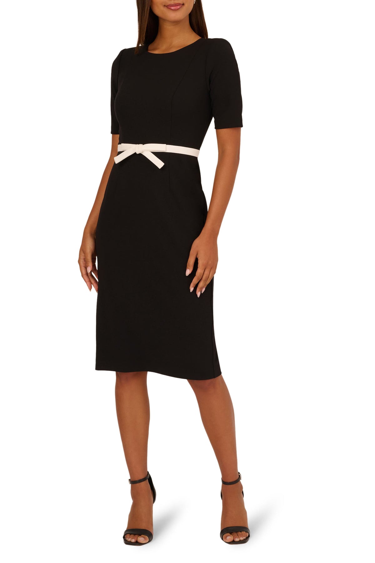 Crew/High-Neck Knee-Length Jersey Occasion Sheath/Column Adrianna Papell AP1D106428