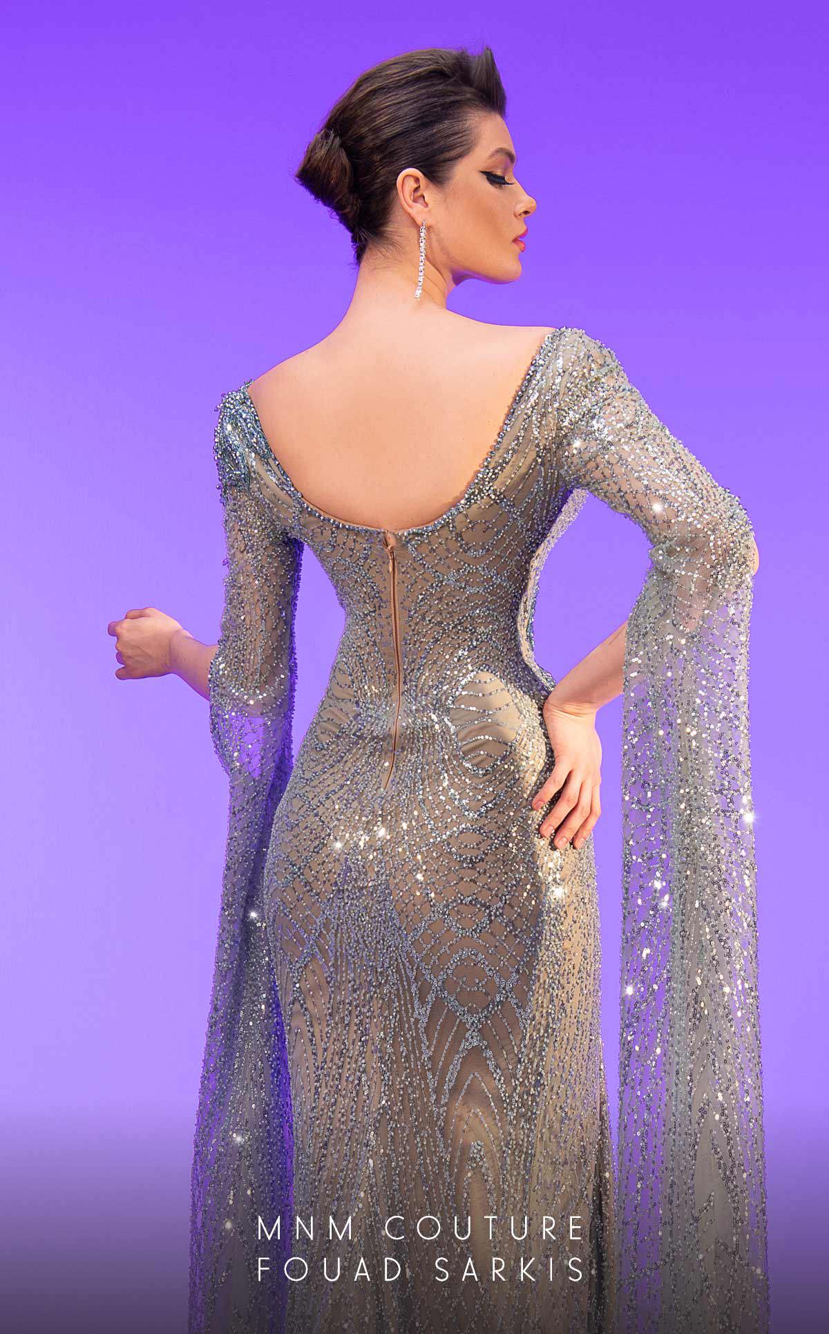 MNM Couture 2795 Long Formal Fitted Sequin Evening Dress