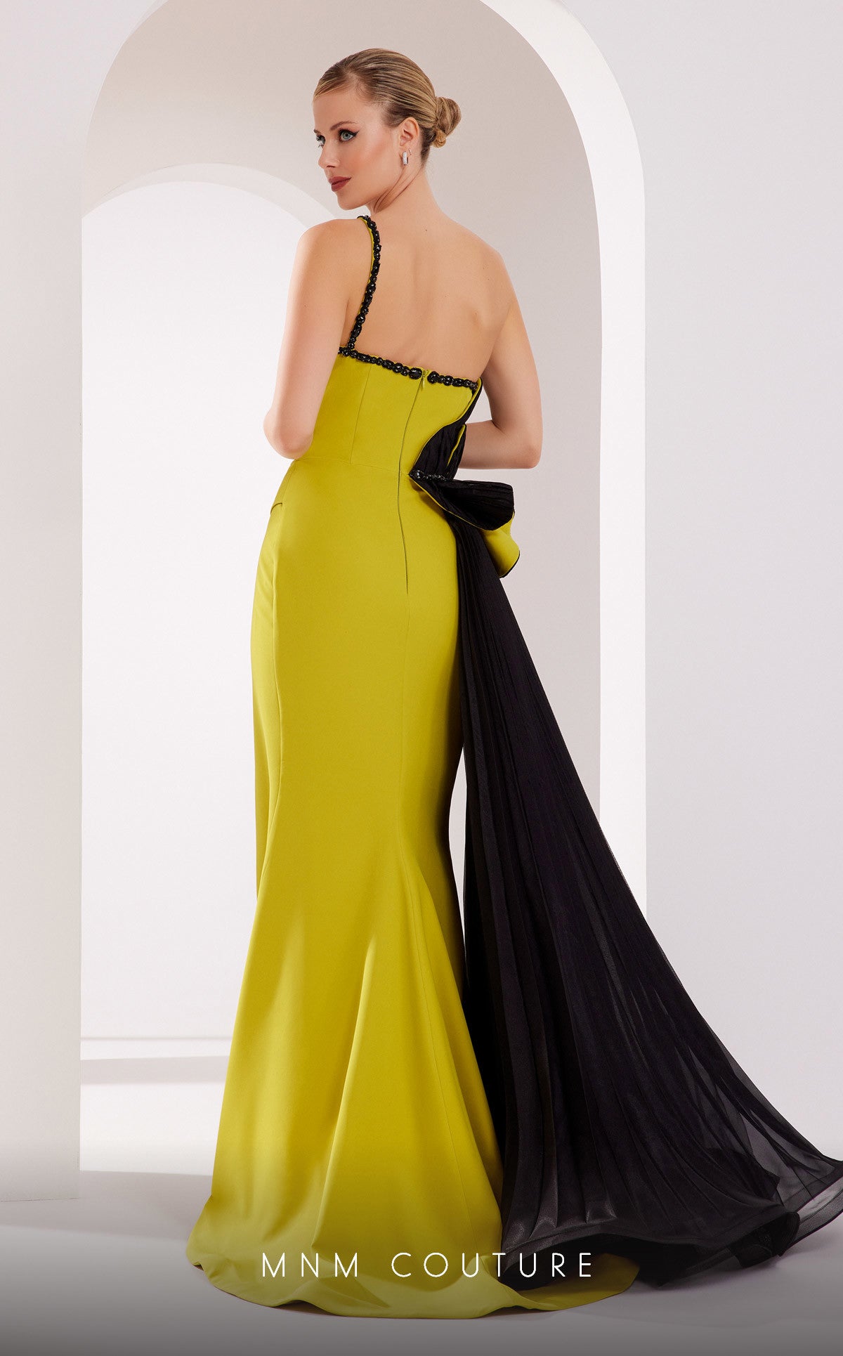 MNM Couture 2796 Beaded Fitted Long Pleated Evening Formal Dress