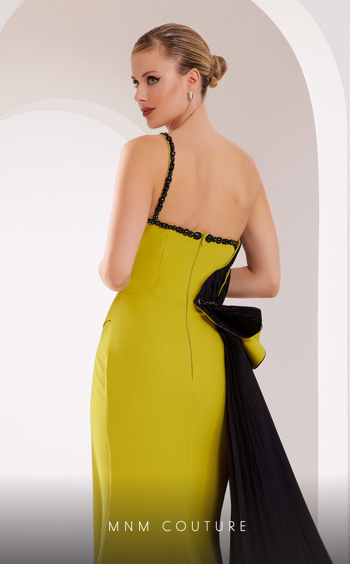 MNM Couture 2796 Beaded Fitted Long Pleated Evening Formal Dress