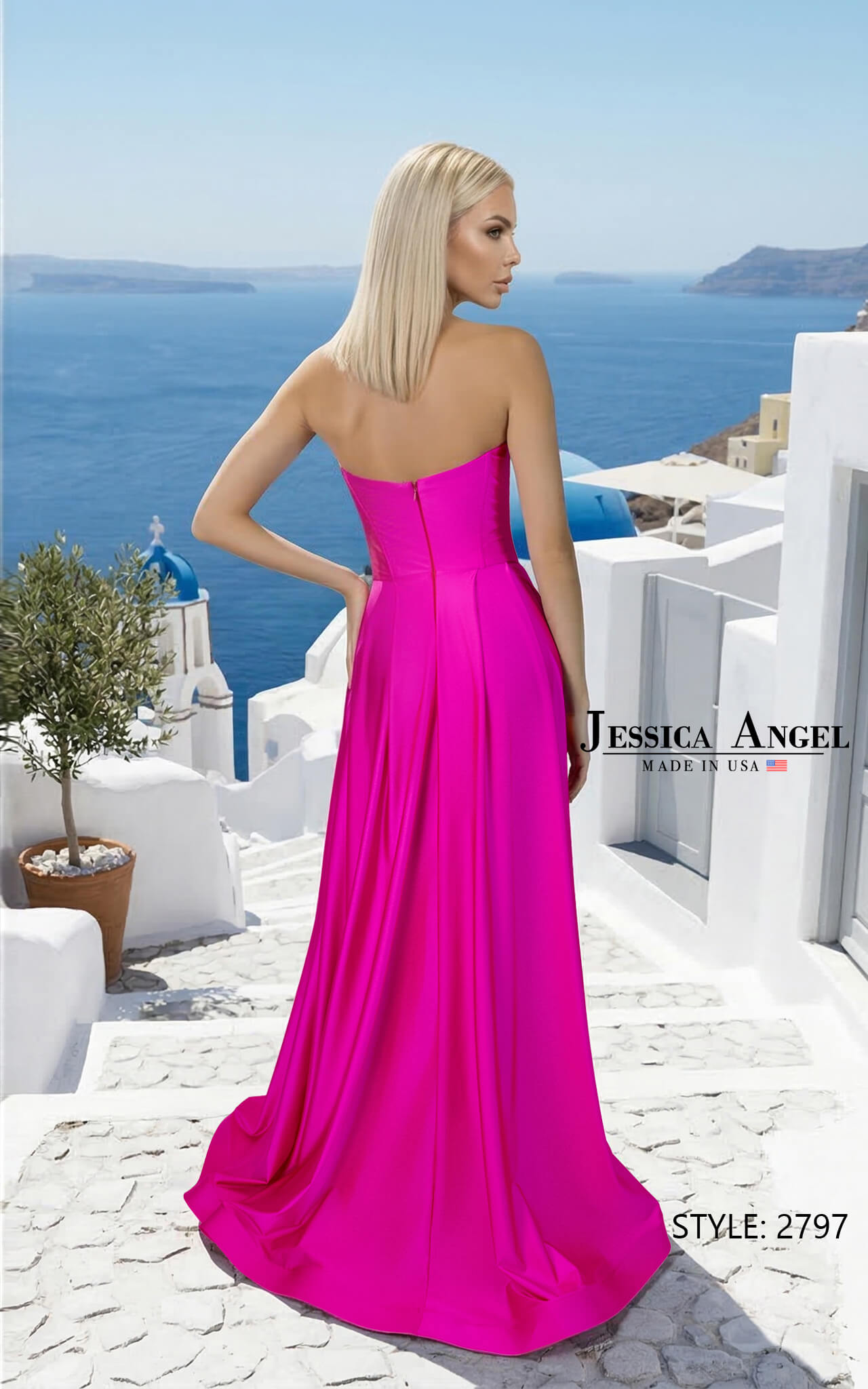 Strapless Curved Neck Floor-Length Jersey Formal A-Line Jessica Angel 2797