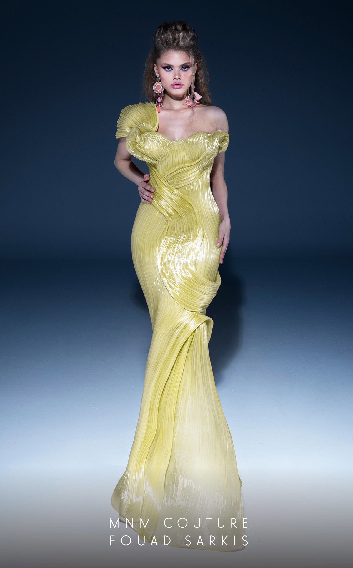 MNM Couture 2797 Fitted Long Mermaid Pleated Formal Dress