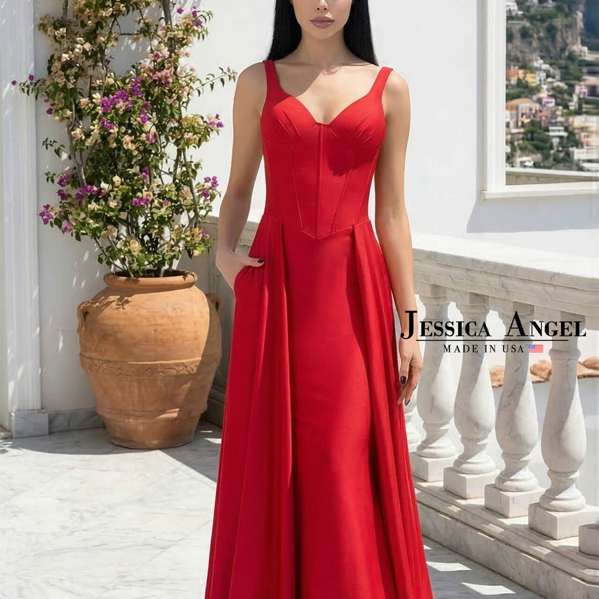 Sweetheart Jersey Formal A-Line Dress by Jessica Angel – The Dress Outlet