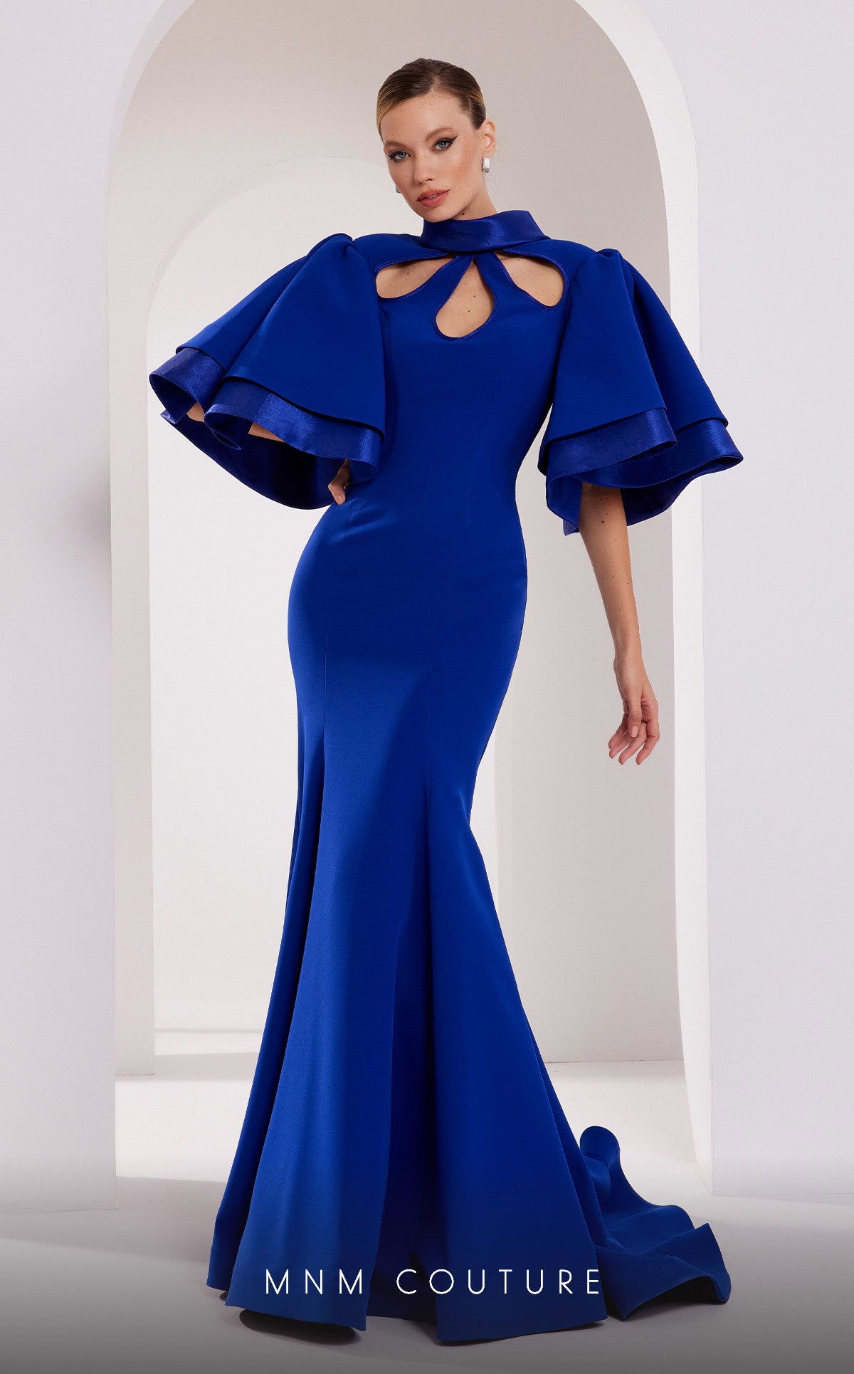 MNM Couture 2798 Fitted Long Mermaid Tiered Formal Dress
