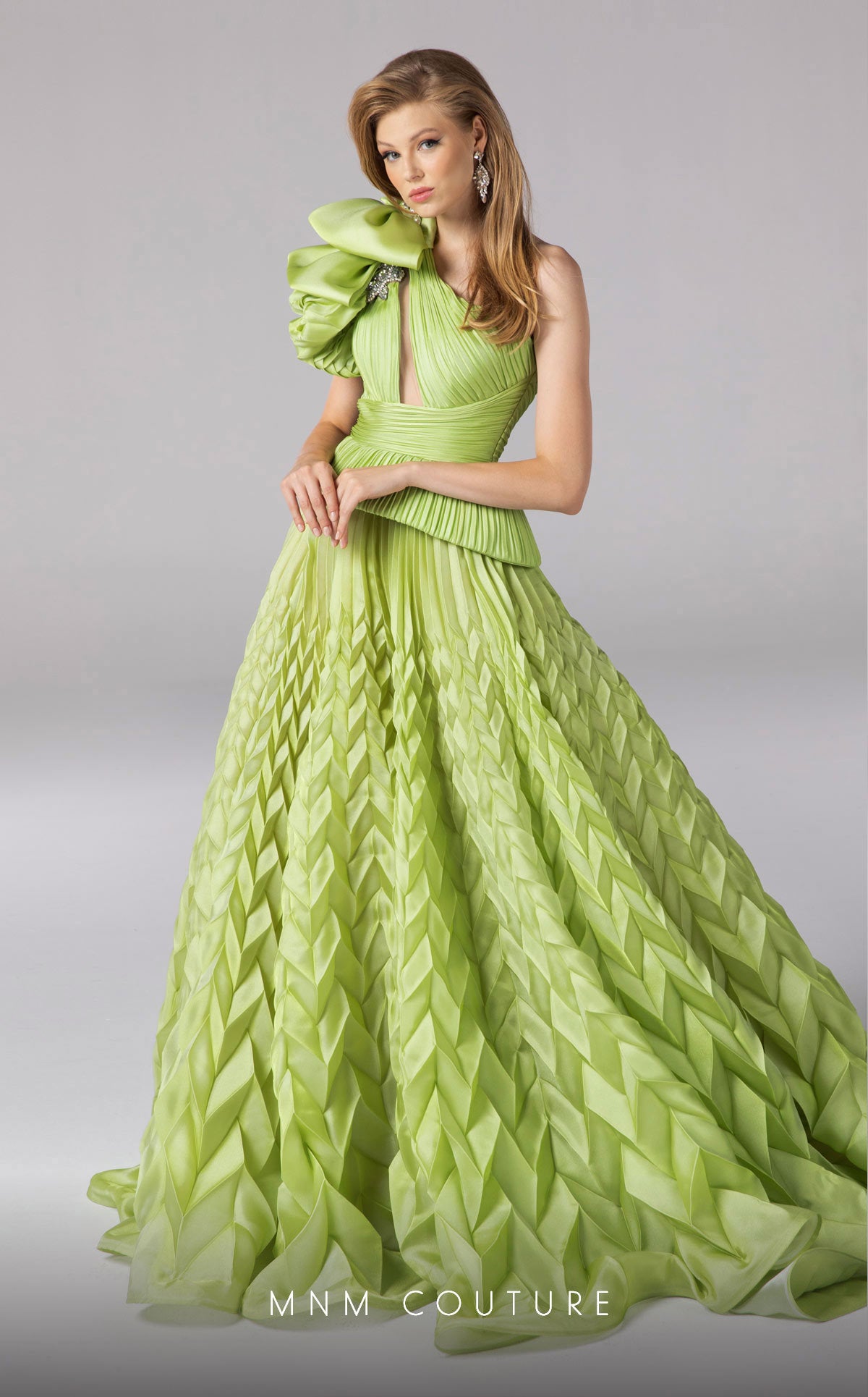 MNM Couture 2799 Long Ball Gown Pleated Formal Evening Dress