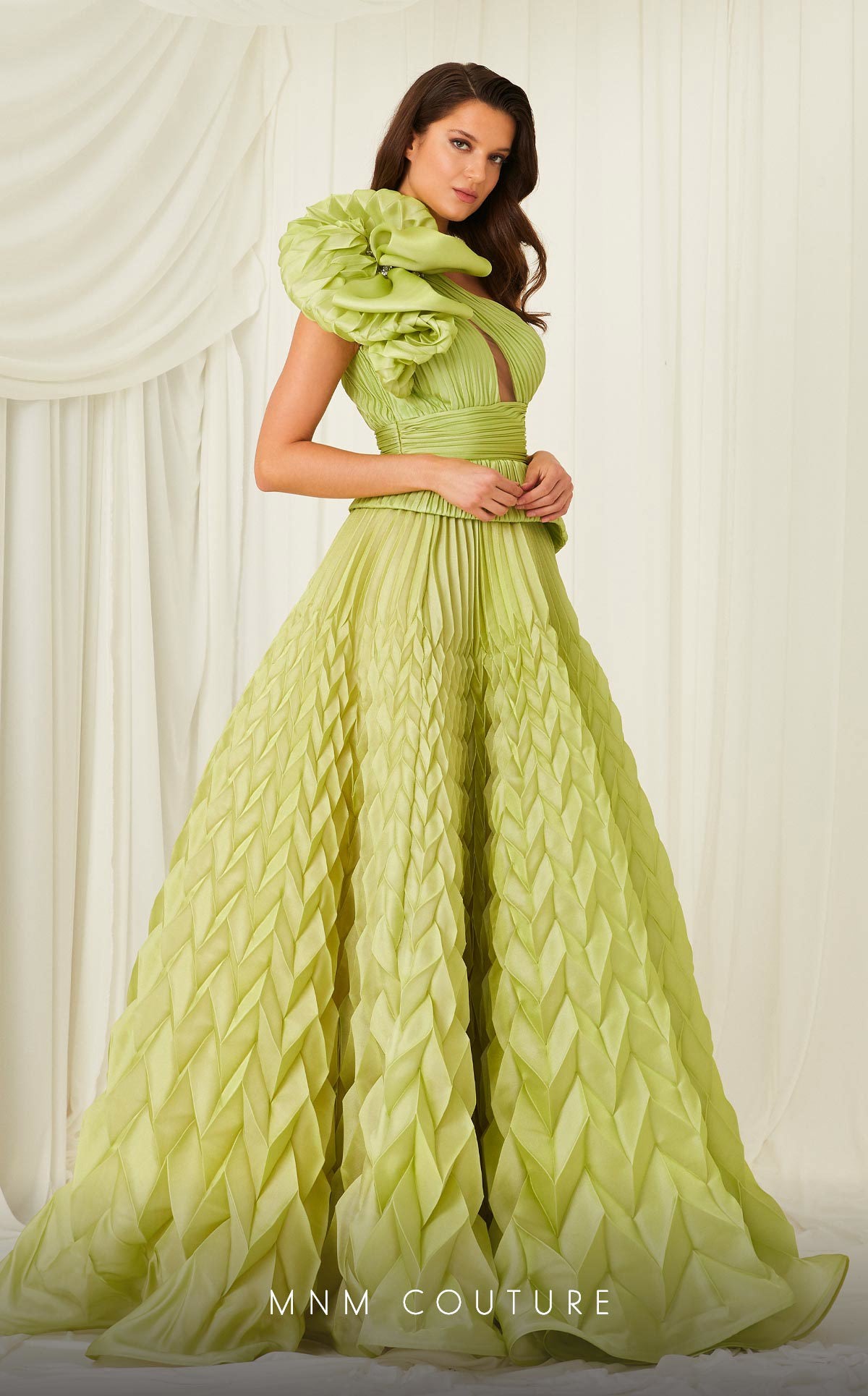 MNM Couture 2799 Long Ball Gown Pleated Formal Evening Dress