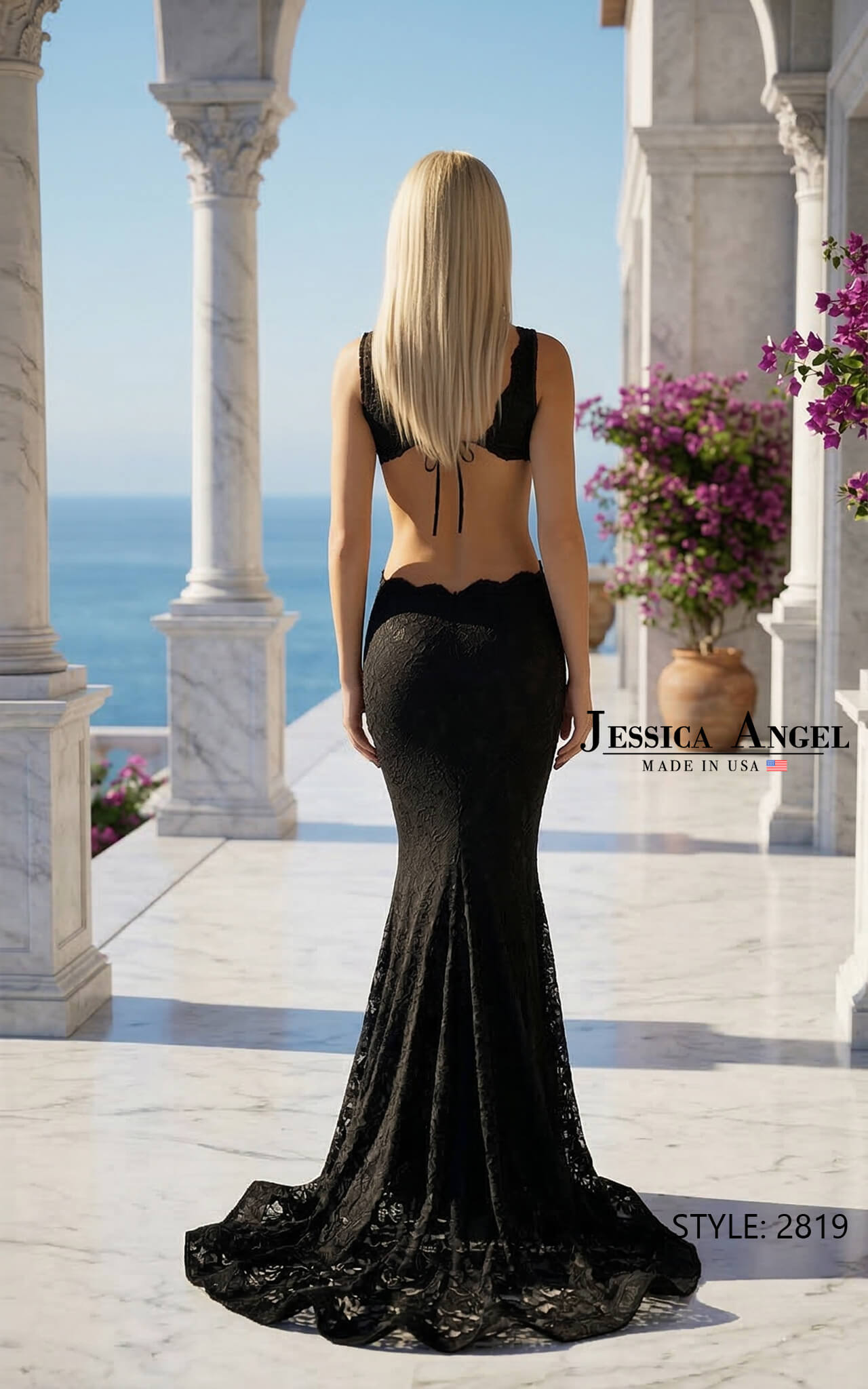 V-Neck Floor-Length Lace Formal Mermaid/Trumpet Jessica Angel 2819
