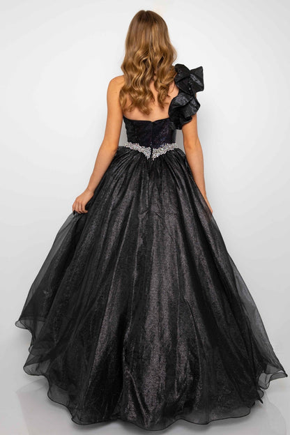 Prom Dresses Ruffle Formal Prom Glitter Long Dress Black AB