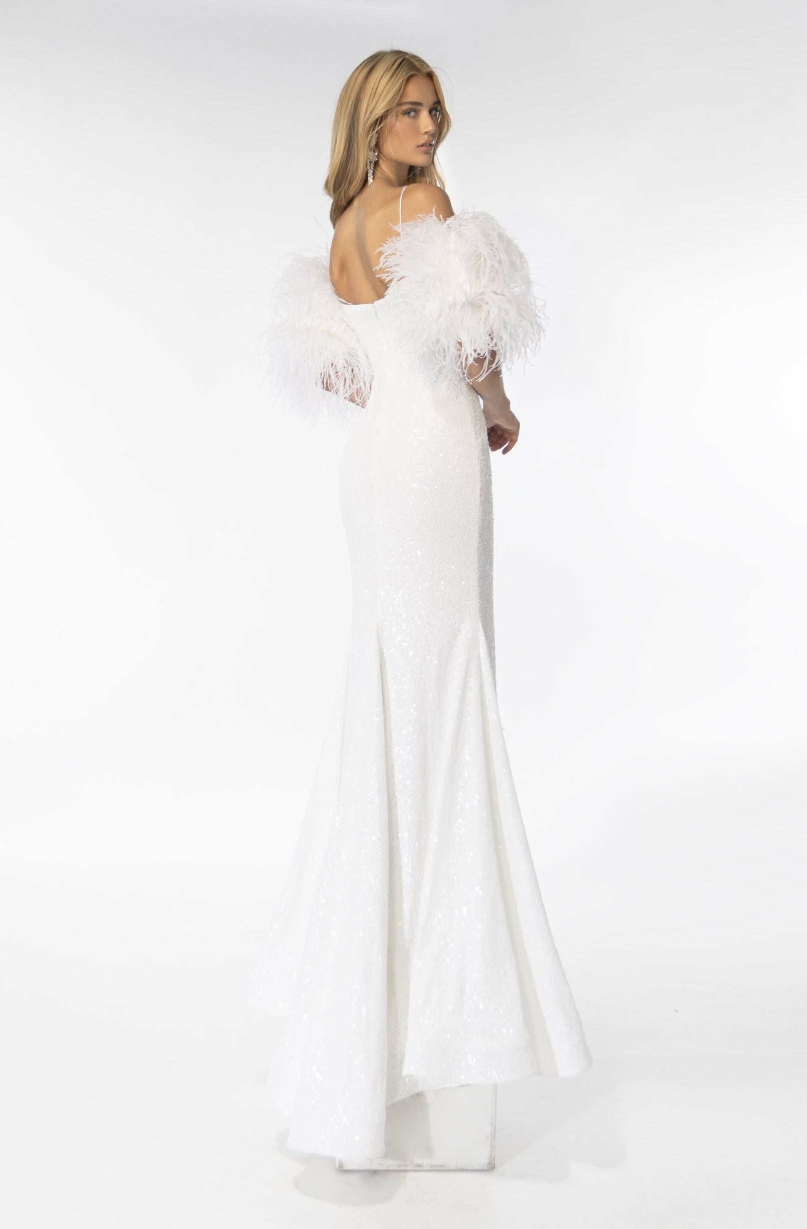 Ava Presley 28287 Feather Formal Prom Sequin Long Dress