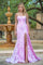 Prom Dresses Iridescent Sequins Formal Prom Long Dress Iridescent Light Pink