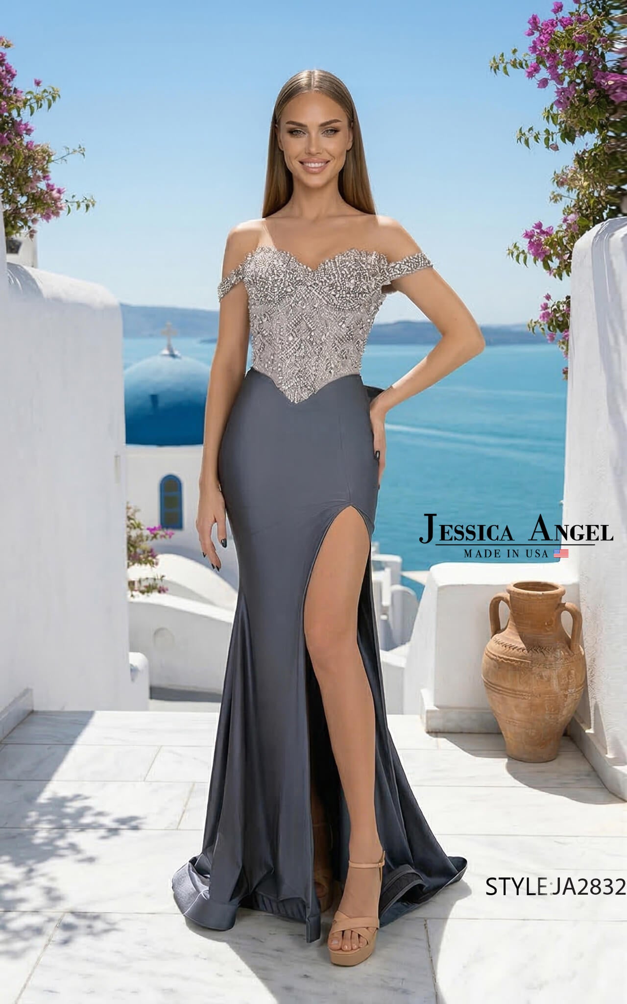 Off-the-Shoulder Floor-Length Jersey Formal Mermaid/Trumpet Jessica Angel 2832