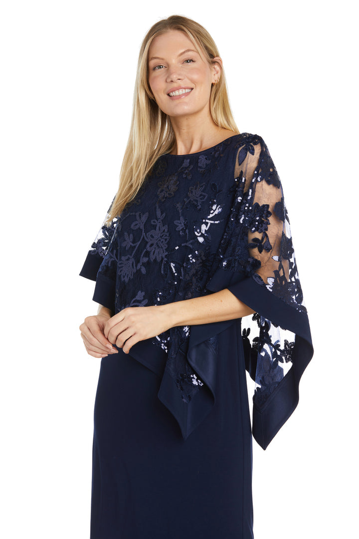 R&M Richards 2851 Short Sequin Floral Poncho Mother of the Bride Dress