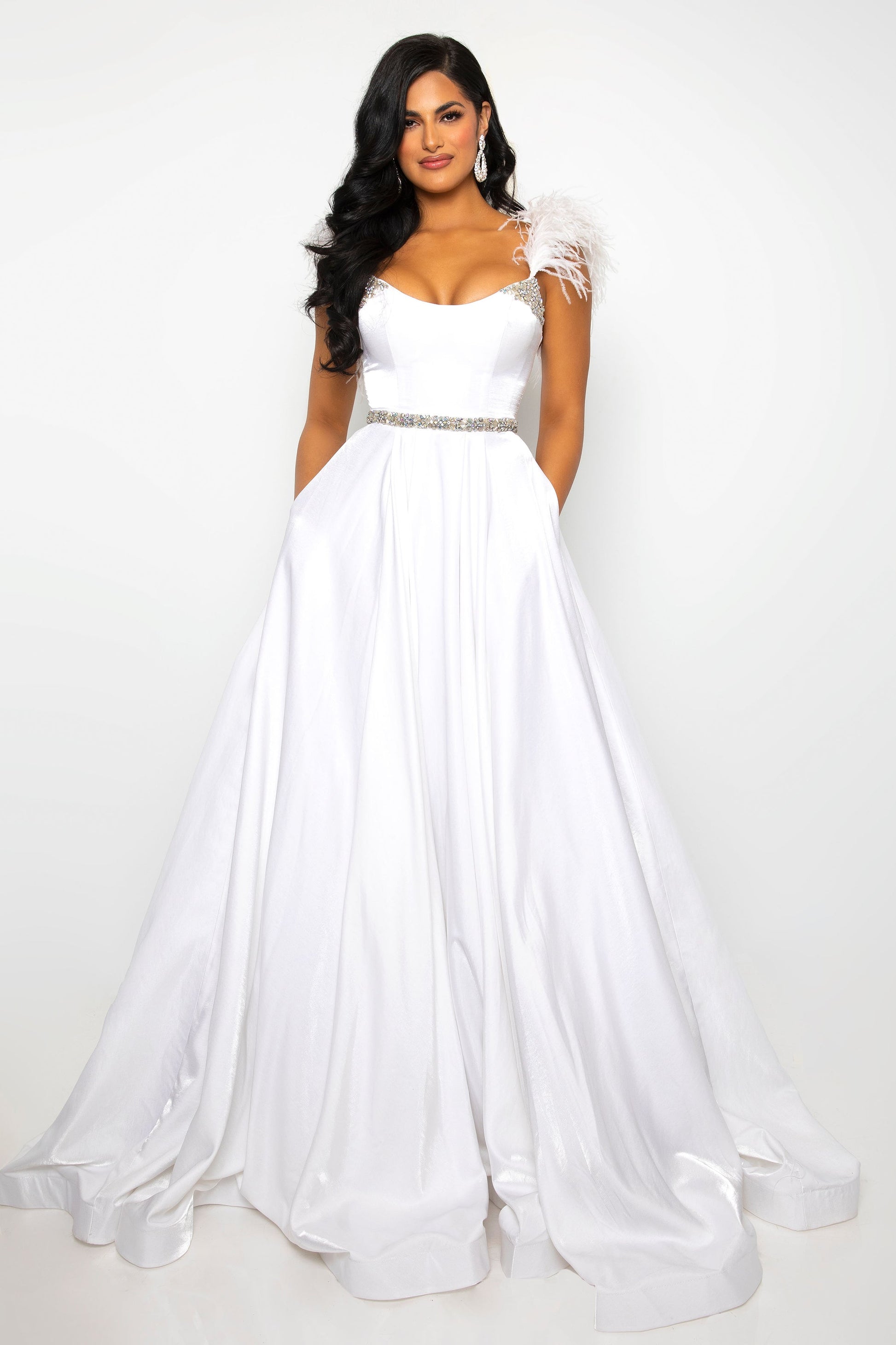Ava Presley 28570 Feather Formal Prom Long Gown