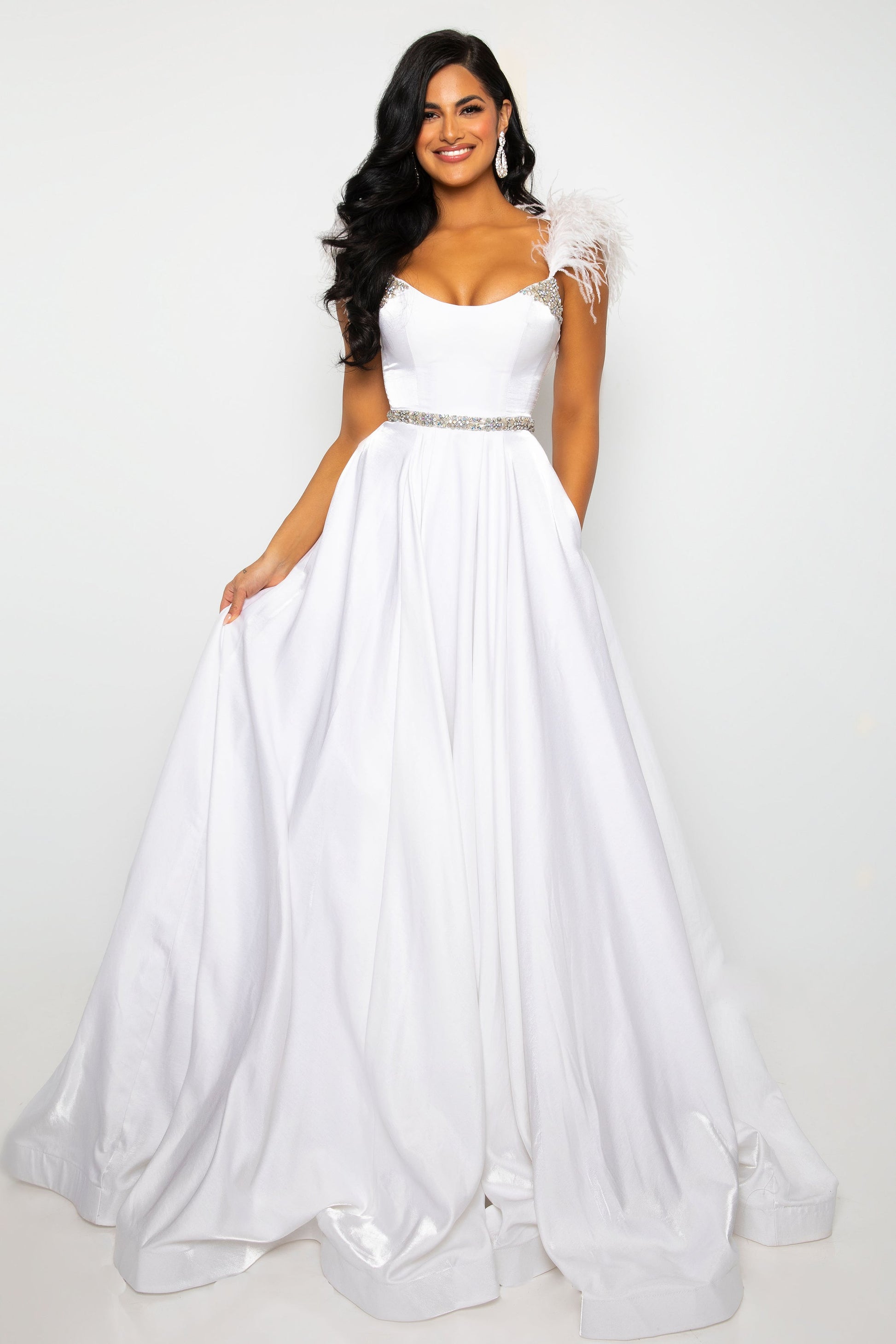 Ava Presley 28570 Feather Formal Prom Long Gown