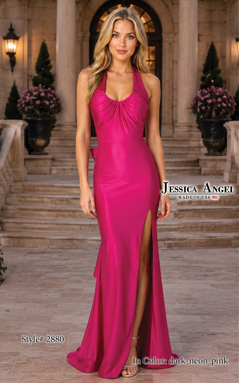Halter Floor-Length Satin Formal Mermaid Jessica Angel 2880