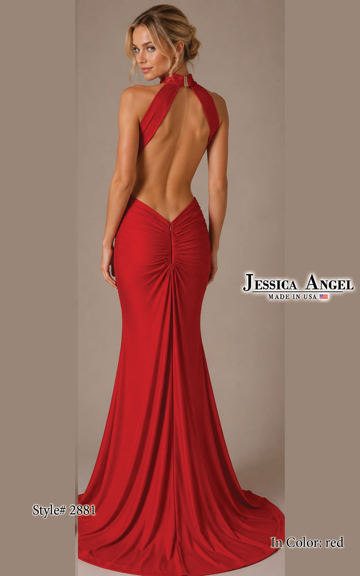 Halter Floor-Length Jersey Formal Sheath/Column Jessica Angel 2881