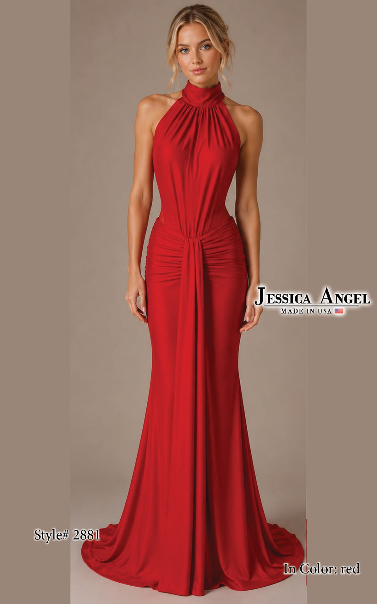 Halter Floor-Length Jersey Formal Sheath/Column Jessica Angel 2881