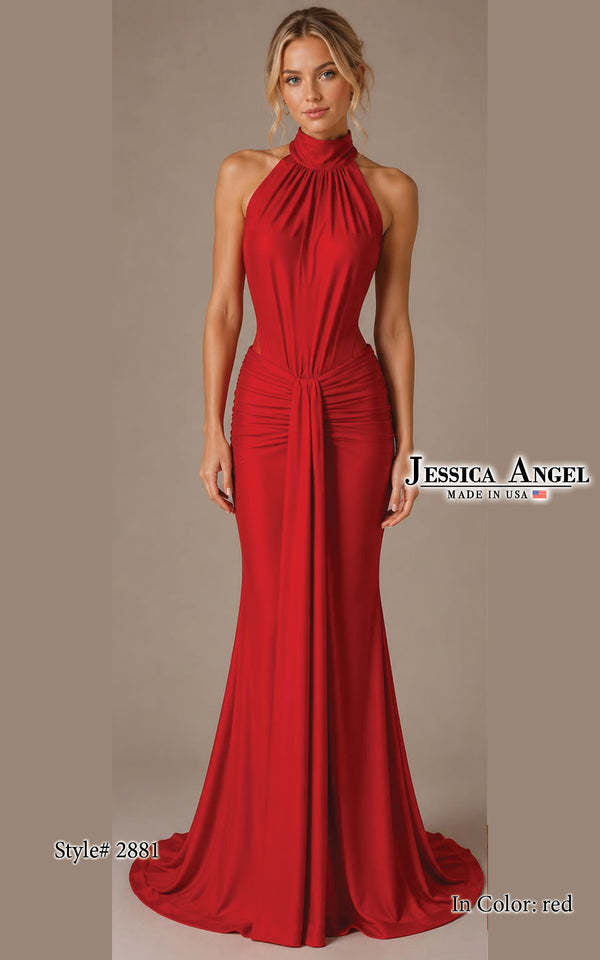 Halter Floor-Length Jersey Formal Sheath/Column Jessica Angel 2881