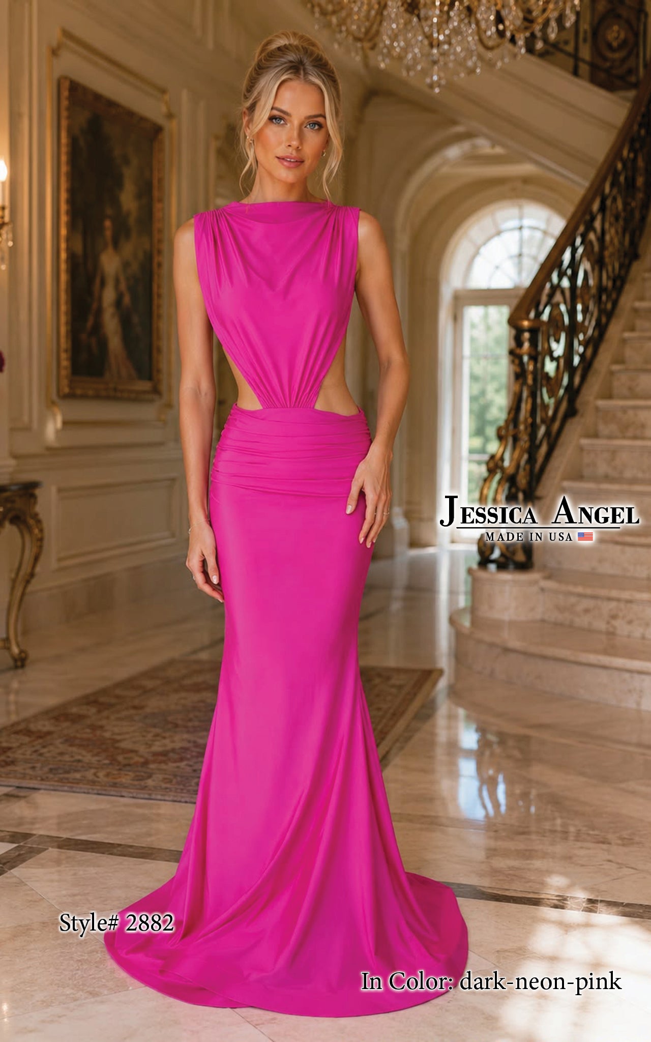 Crew/High-Neck Floor-Length Jersey Formal Mermaid Jessica Angel 2882