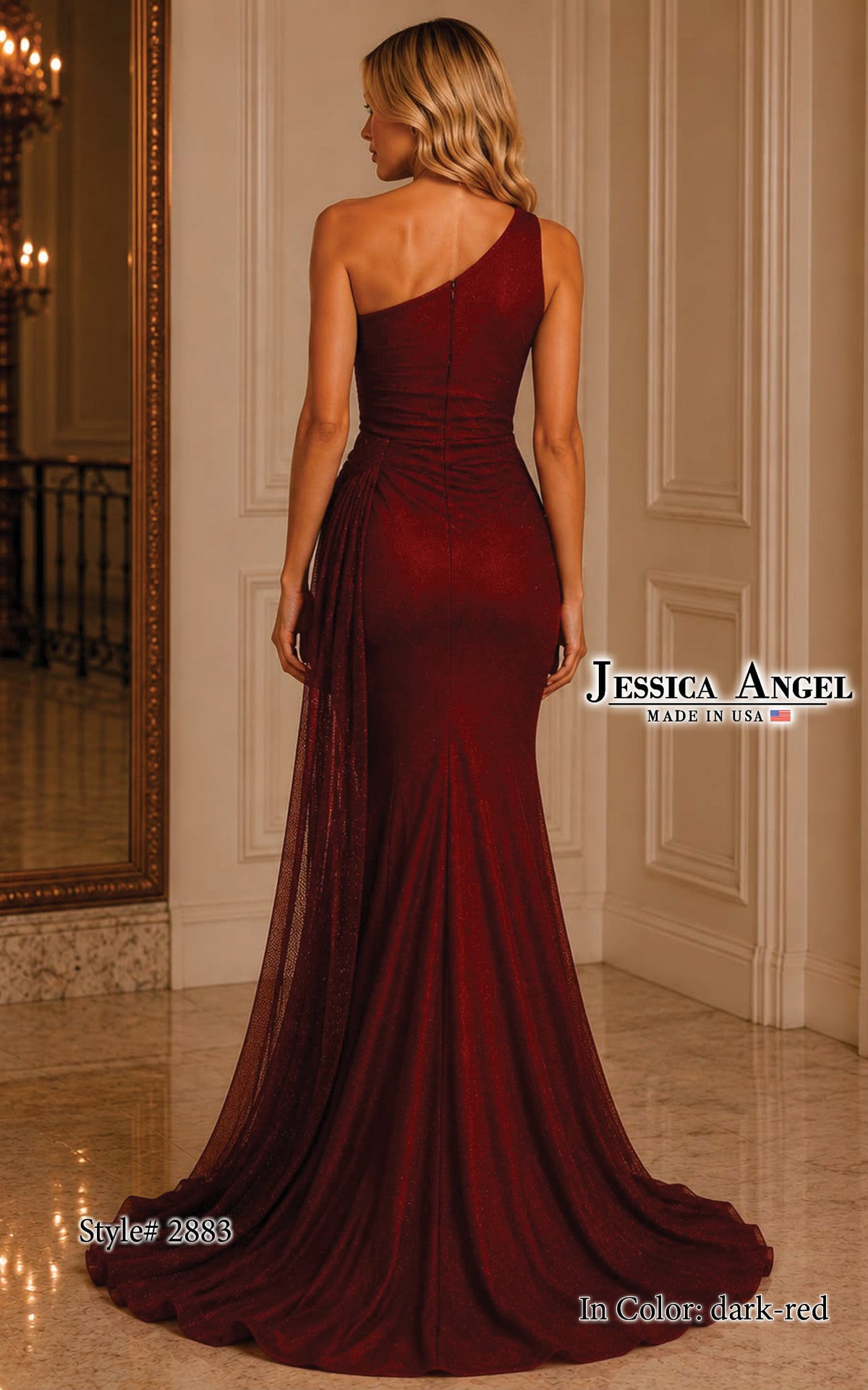 One-Shoulder Floor-Length Satin Occasion Mermaid Jessica Angel 2883