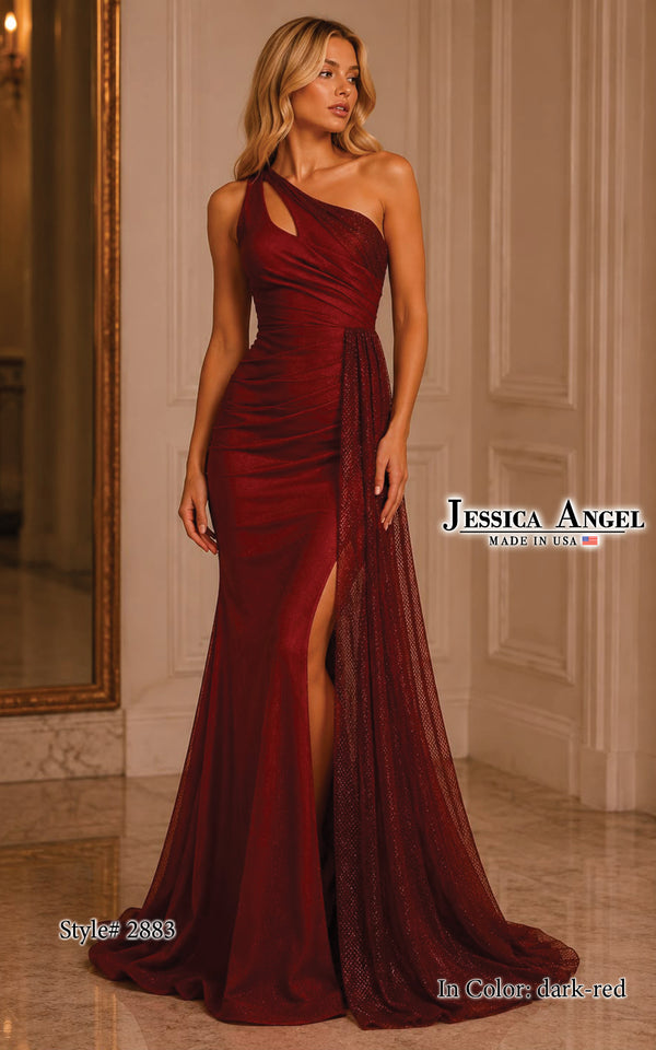 One-Shoulder Floor-Length Satin Occasion Mermaid Jessica Angel 2883