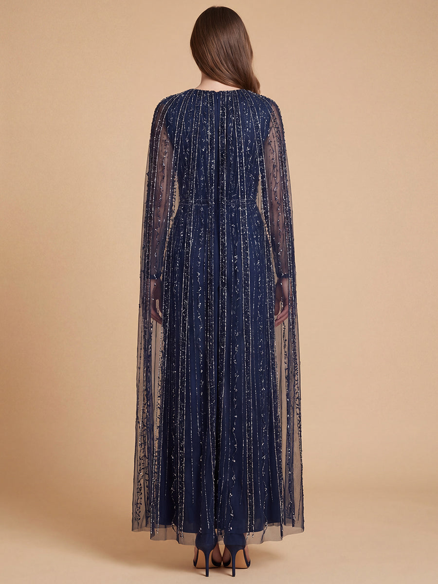 V-Neck Floor-Length Sequin Formal Sheath Lara 28838