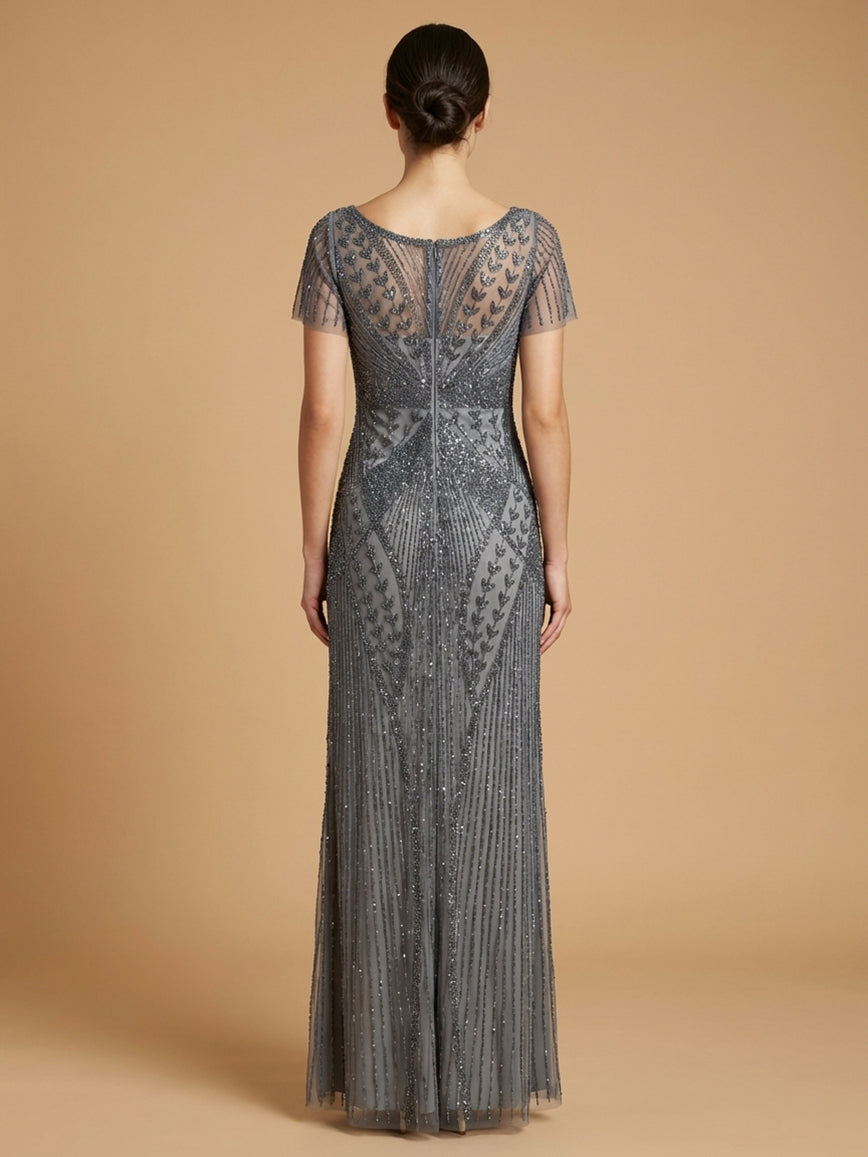 Mother of the Bride Dresses Long Formal Beaded Sequin Mother of the Bride Dress Lara Dresses 28856 Mid Grey