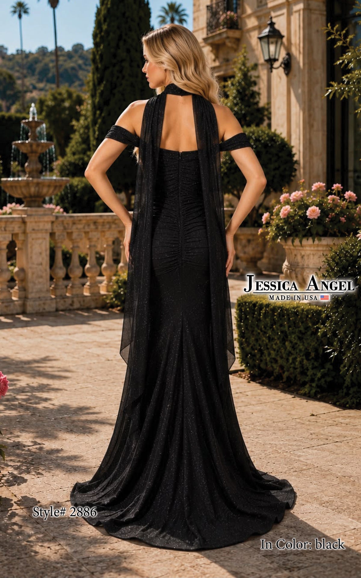 Off-the-Shoulder Floor-Length Jersey Formal Sheath/Column Jessica Angel 2886