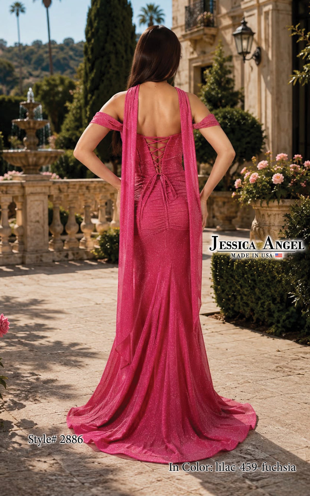 Off-the-Shoulder Floor-Length Jersey Formal Sheath/Column Jessica Angel 2886