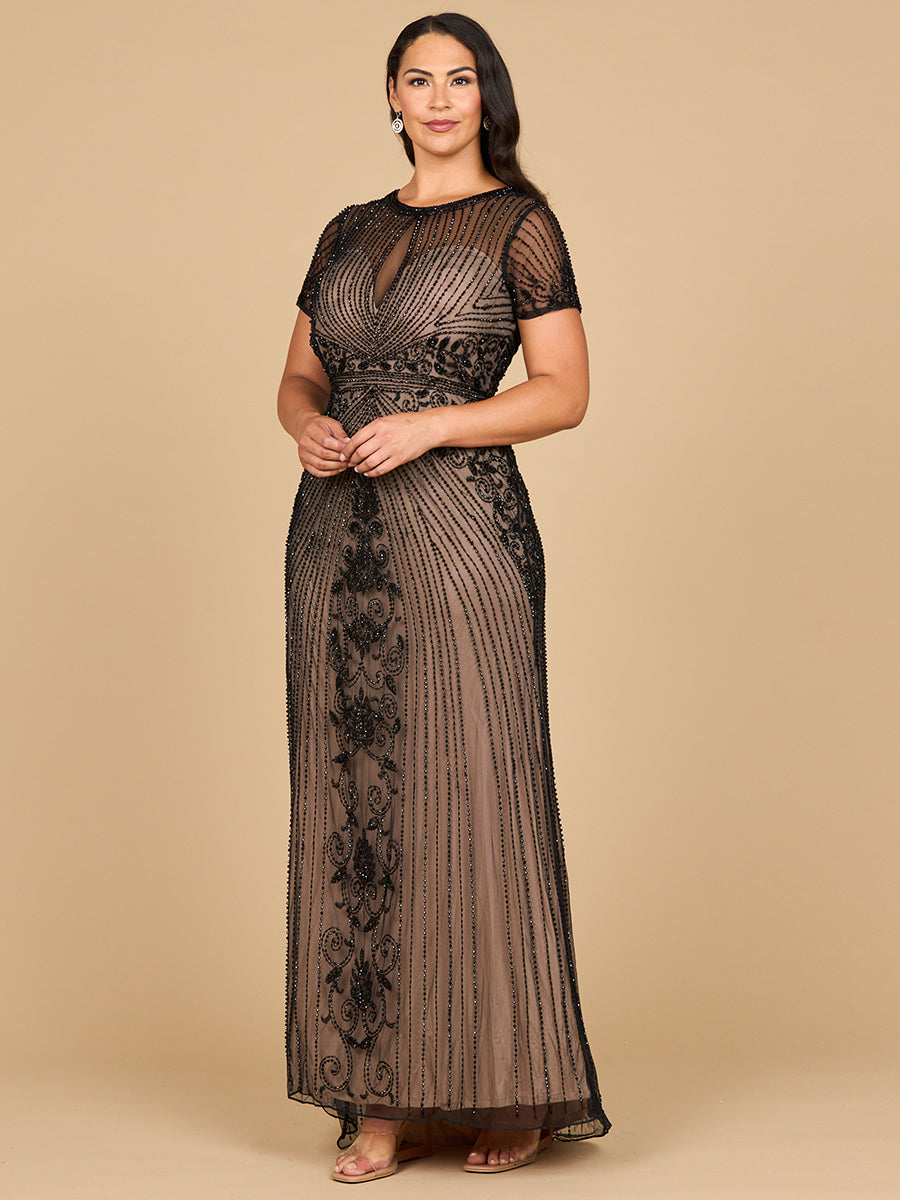 Mother of the Bride Dresses Fitted Long Formal Beaded Mother of the Bride Dress Black