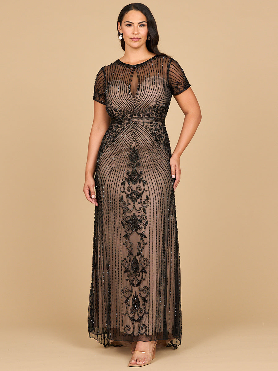 Mother of the Bride Dresses Fitted Long Formal Beaded Mother of the Bride Dress Black