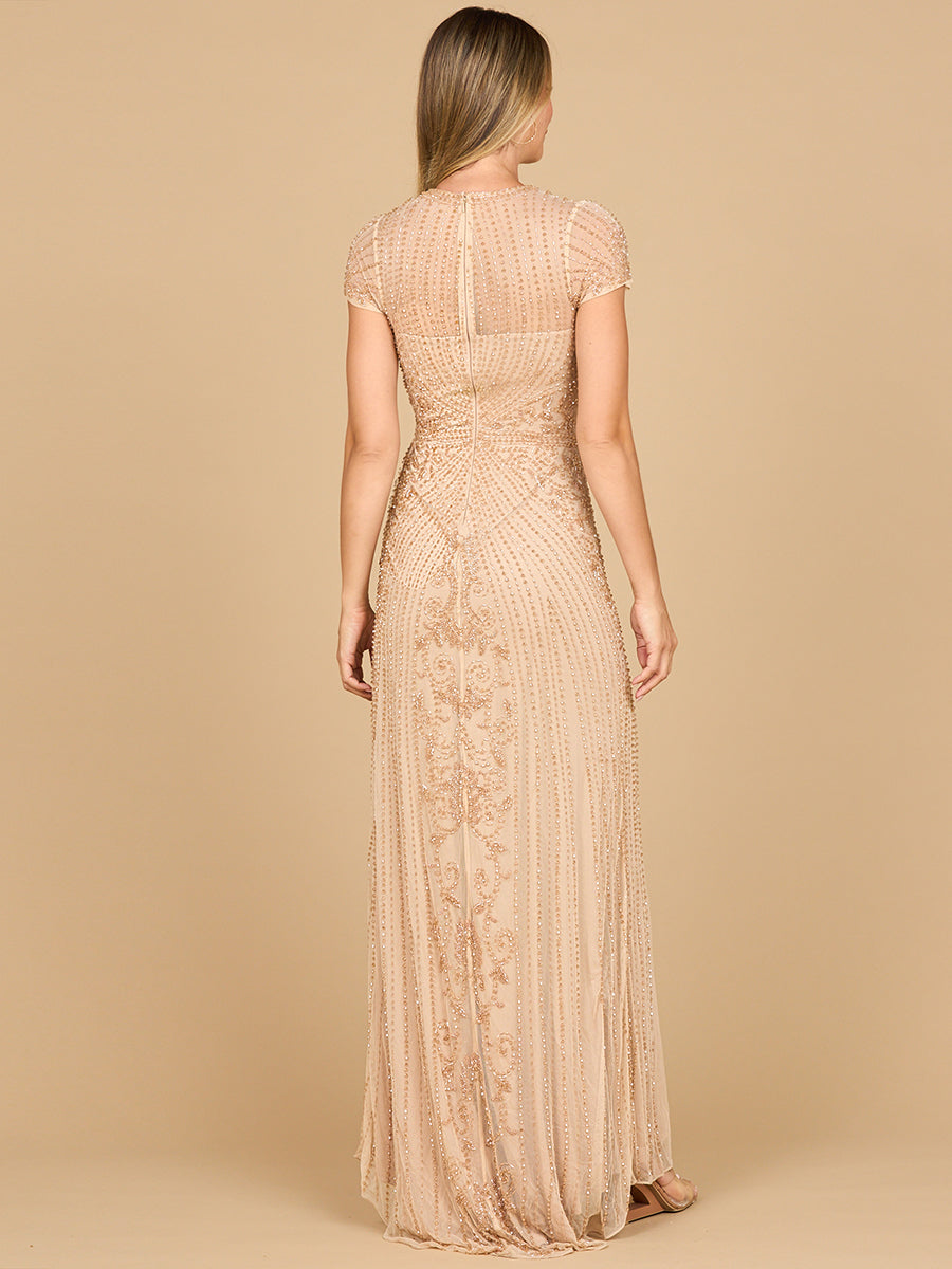 Mother of the Bride Dresses Fitted Long Formal Beaded Mother of the Bride Dress Champagne
