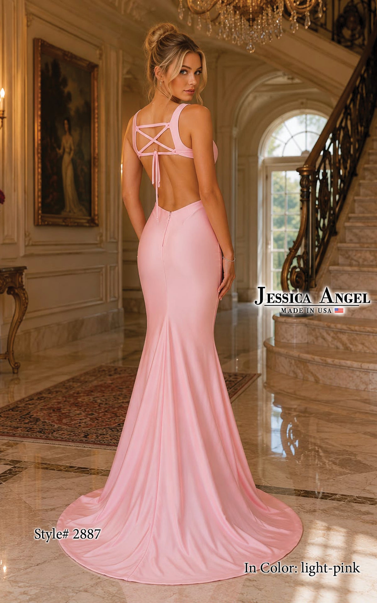 V-Neck Floor-Length Jersey Occasion Mermaid Jessica Angel 2887