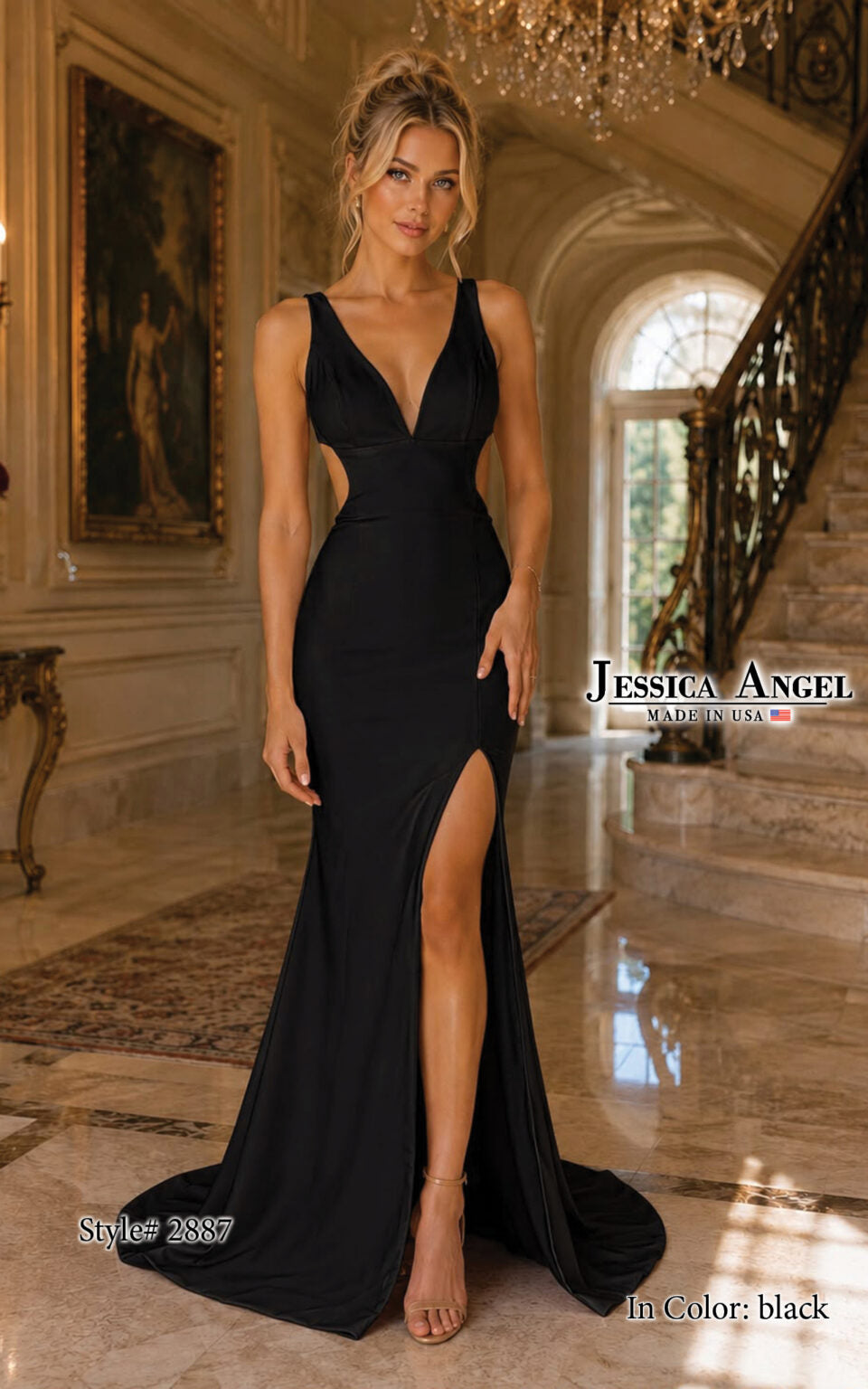 V-Neck Floor-Length Jersey Occasion Mermaid Jessica Angel 2887