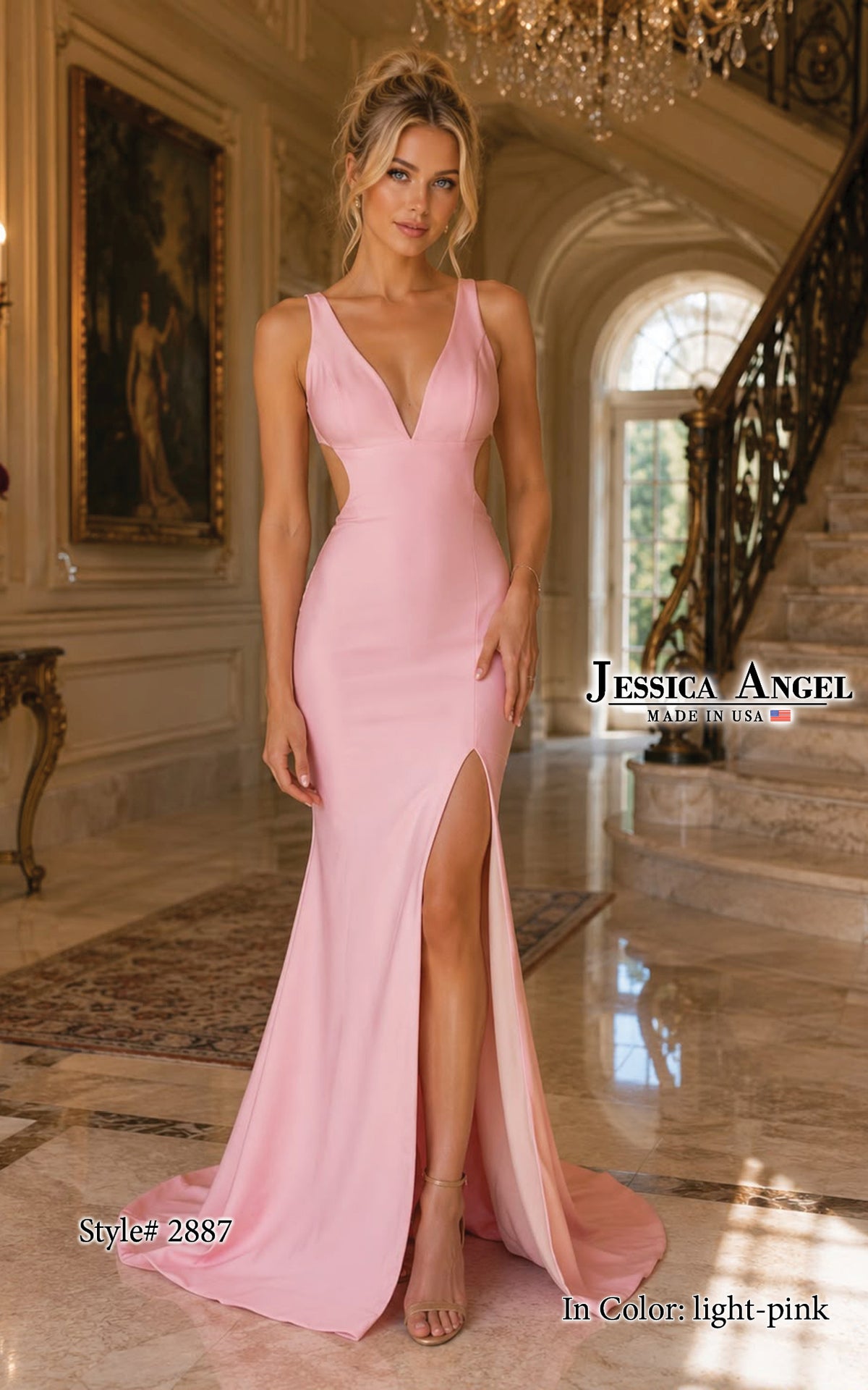 V-Neck Floor-Length Jersey Occasion Mermaid Jessica Angel 2887
