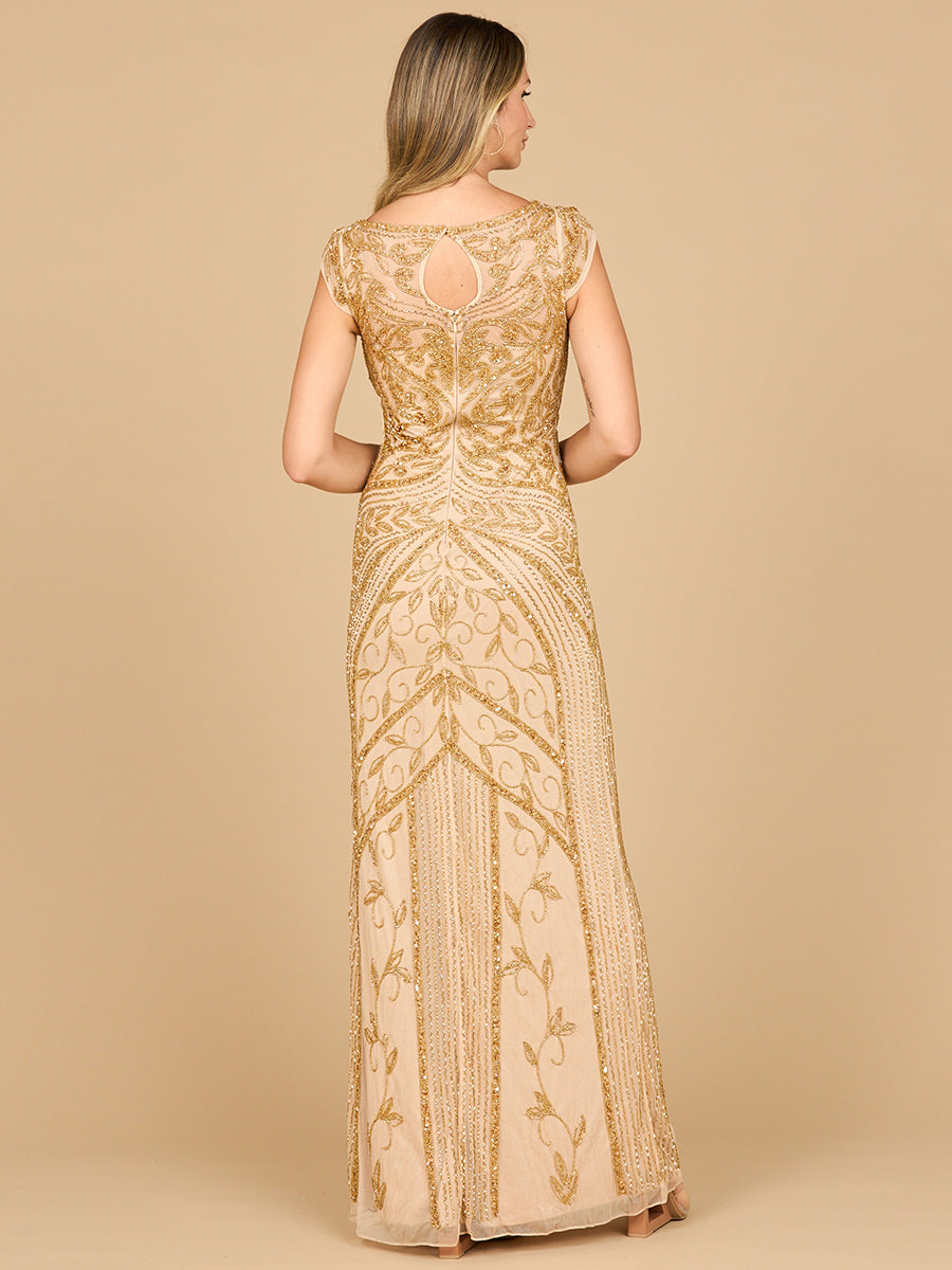 Formal Dresses Sequin Beaded Long Evening Formal Dress Gold