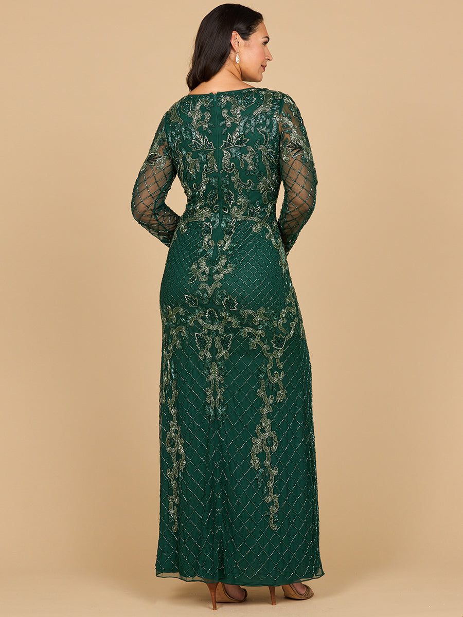 Mother of the Bride Dresses Beaded Long Fitted Mother of the Bride Dress Dark Green