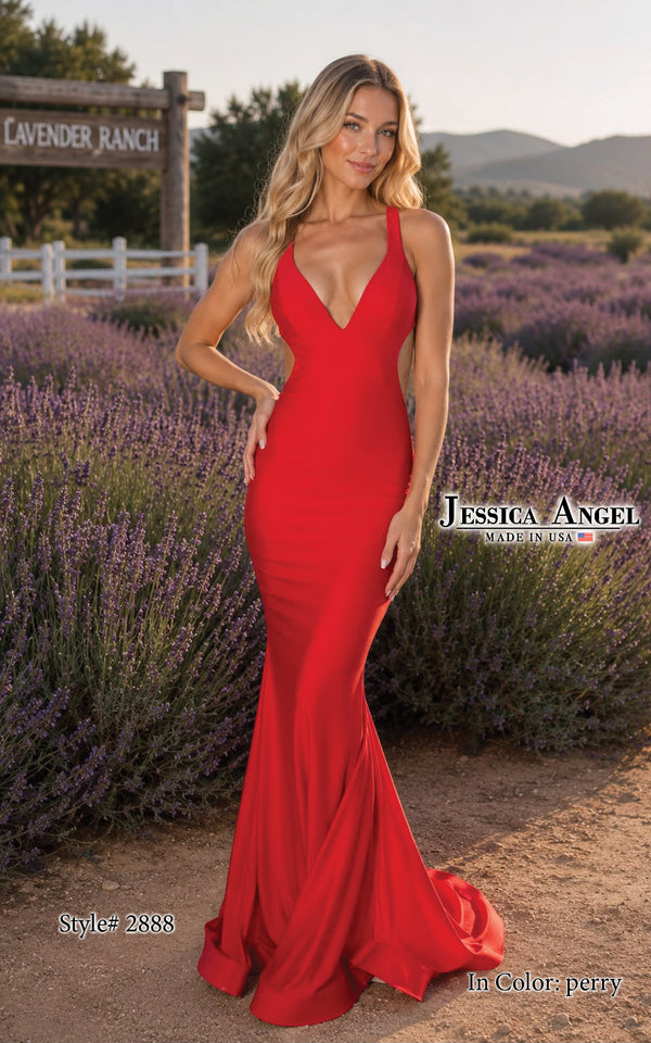 V-Neck Floor-Length Jersey Occasion Mermaid Jessica Angel 2888