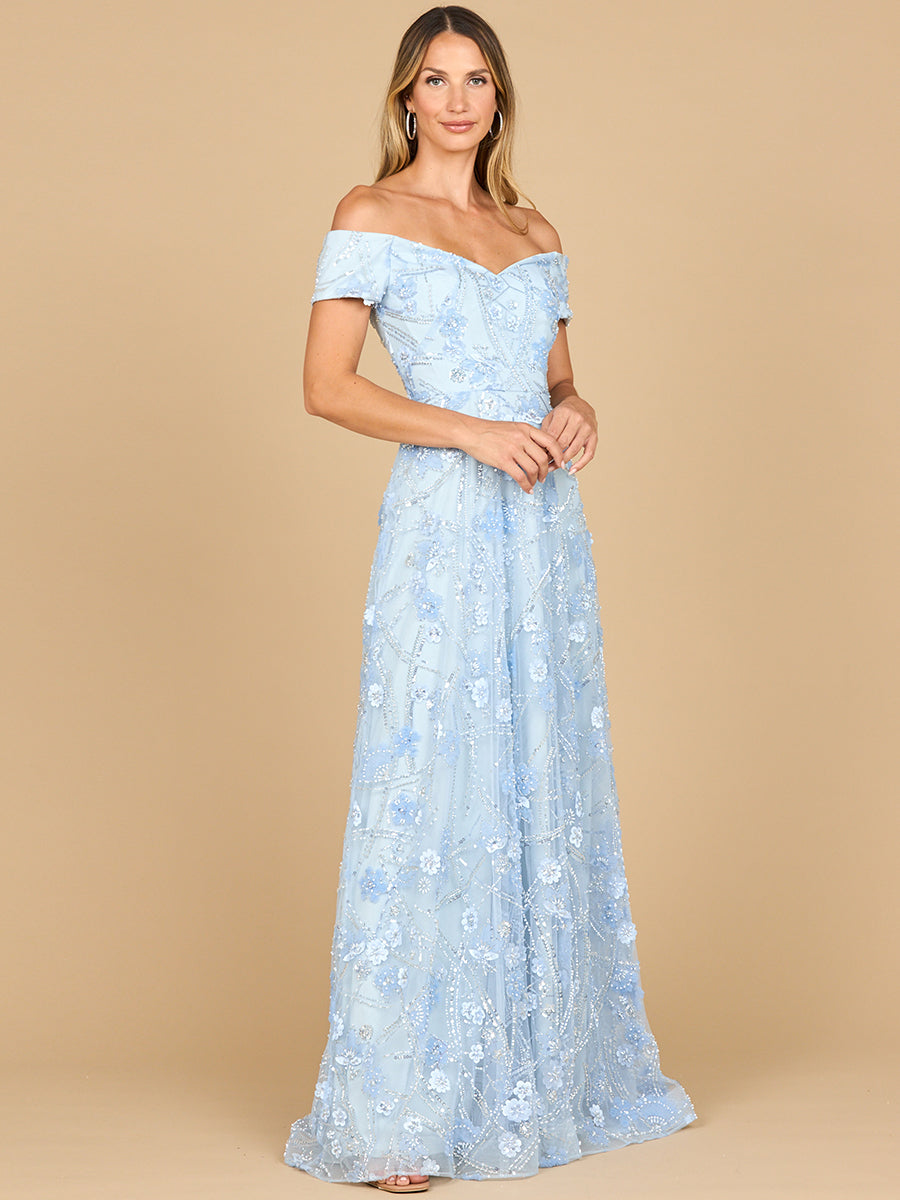 Formal Dresses Floral Lace Long Formal A Line Evening Dress Periwinkle