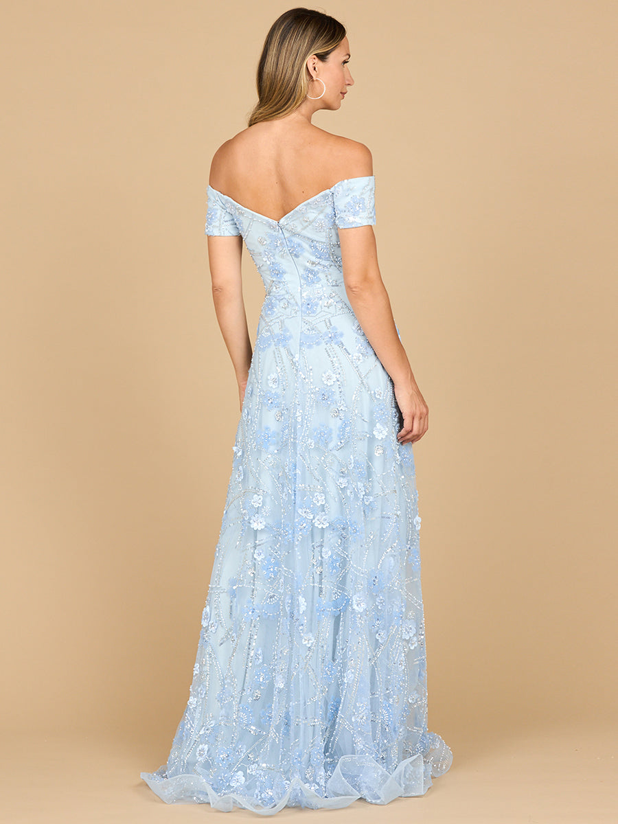 Formal Dresses Floral Lace Long Formal A Line Evening Dress Periwinkle
