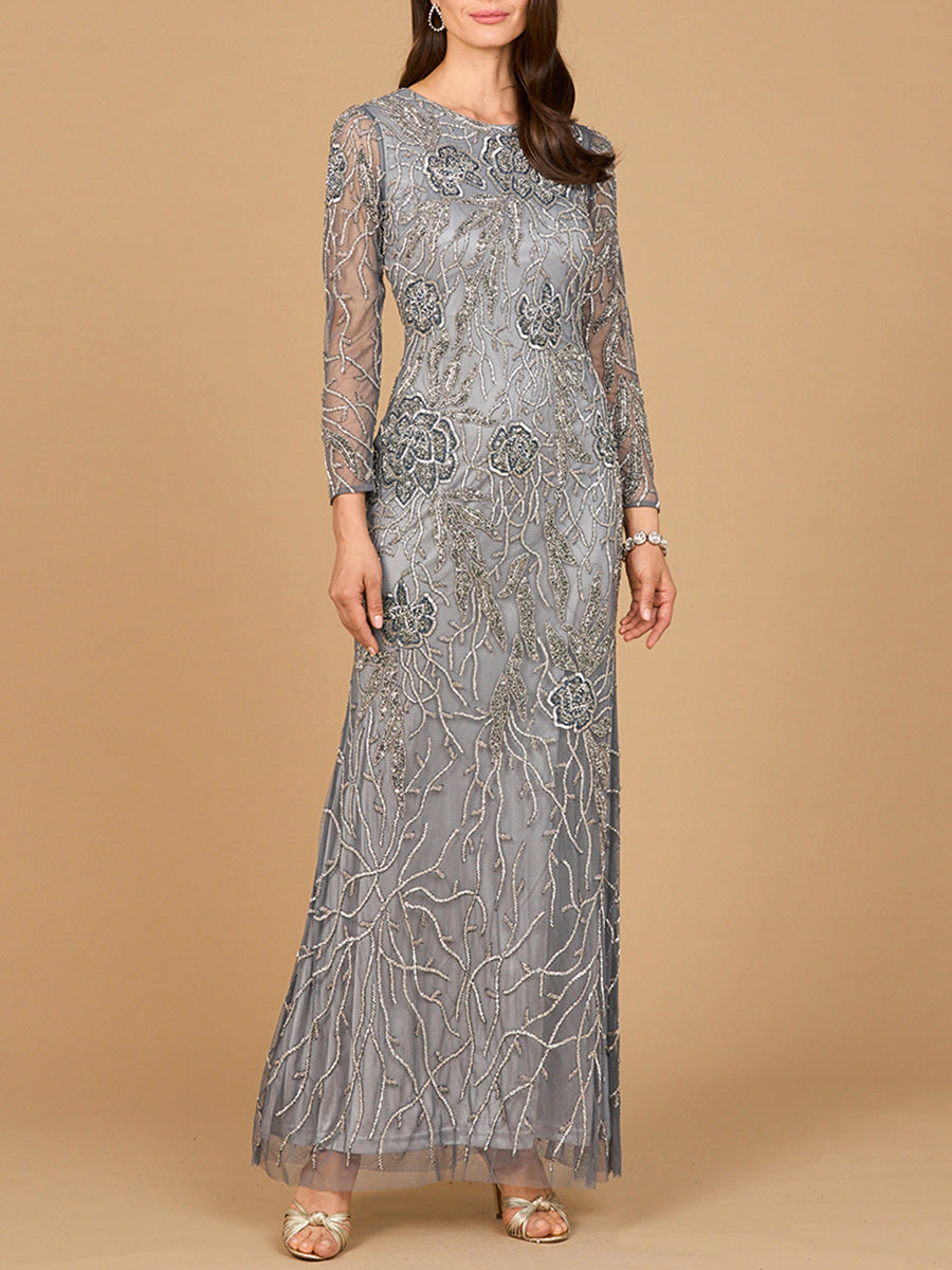 Mother of the Bride Dresses Long Beaded Mother of the Bride Formal Dress Mid Grey