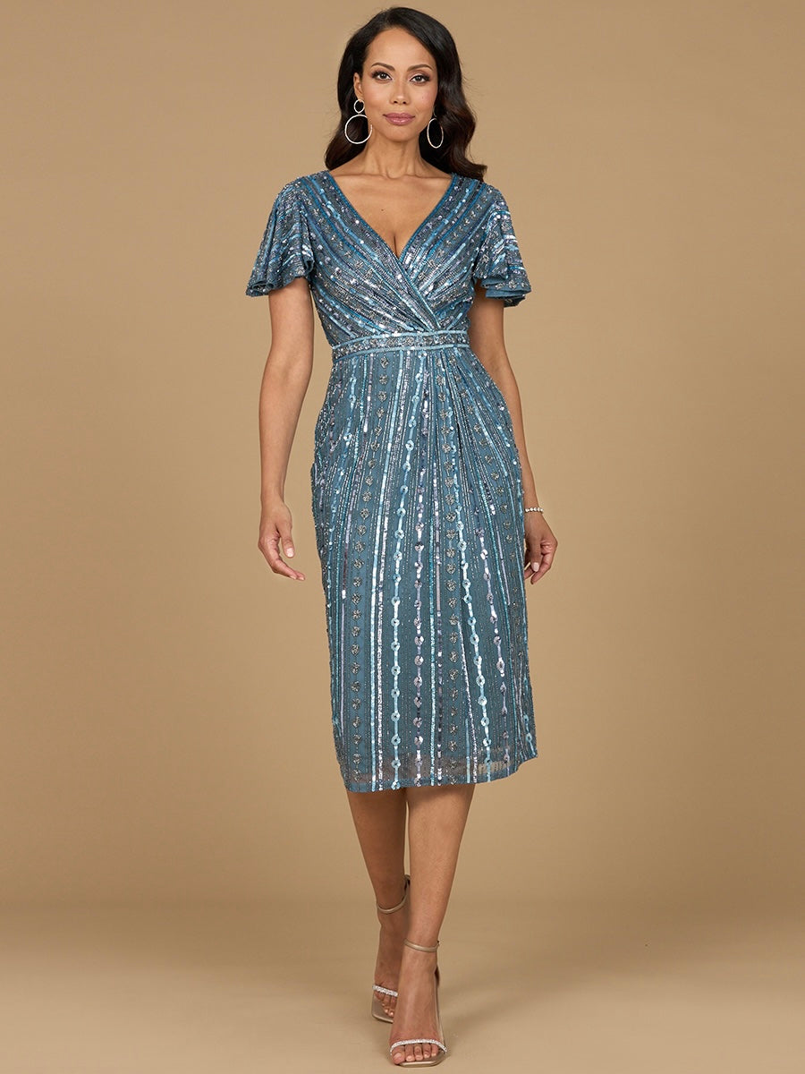 Lara Dresses 28902 Short Beaded Midi Length Mother of the Bride Dress Lara Dresses 28902 Short Beaded Midi Length Mother of the Bride Dress
