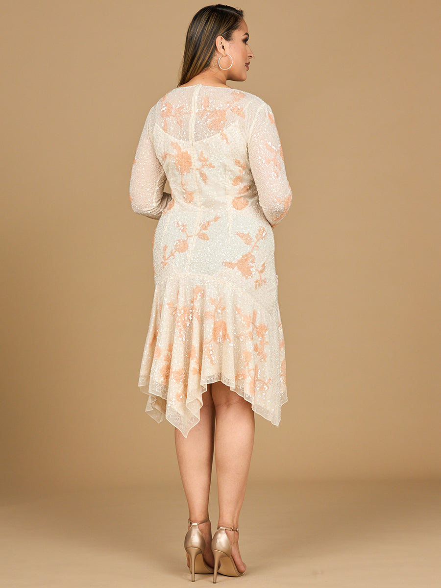 Lara Dresses 28910 Fitted Long Sleeve High Low Cocktail Dress