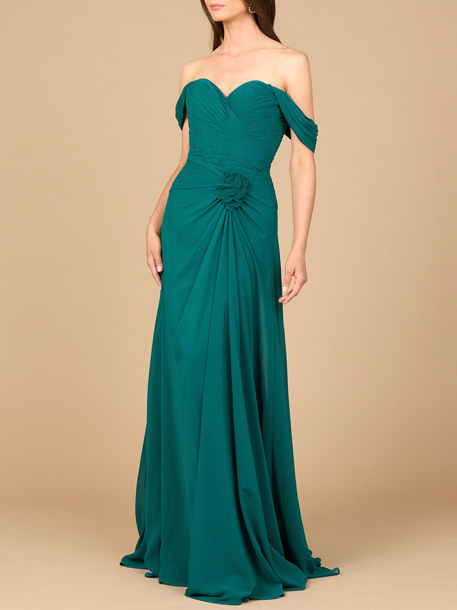 Lara Dresses 28911 Long Floral Applique Formal A Line Dress