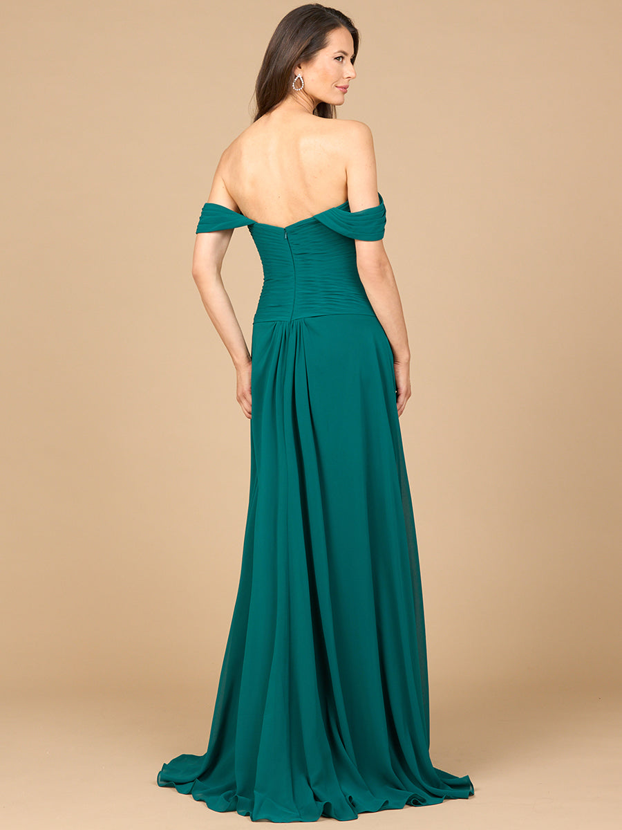 Prom Dresses Long Floral Applique Formal A Line Dress Emerald Green